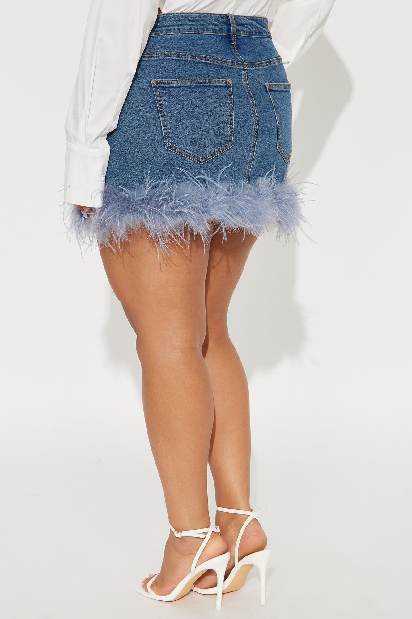 Ruffle Some Feathers Denim Mini Skirt - Medium Wash