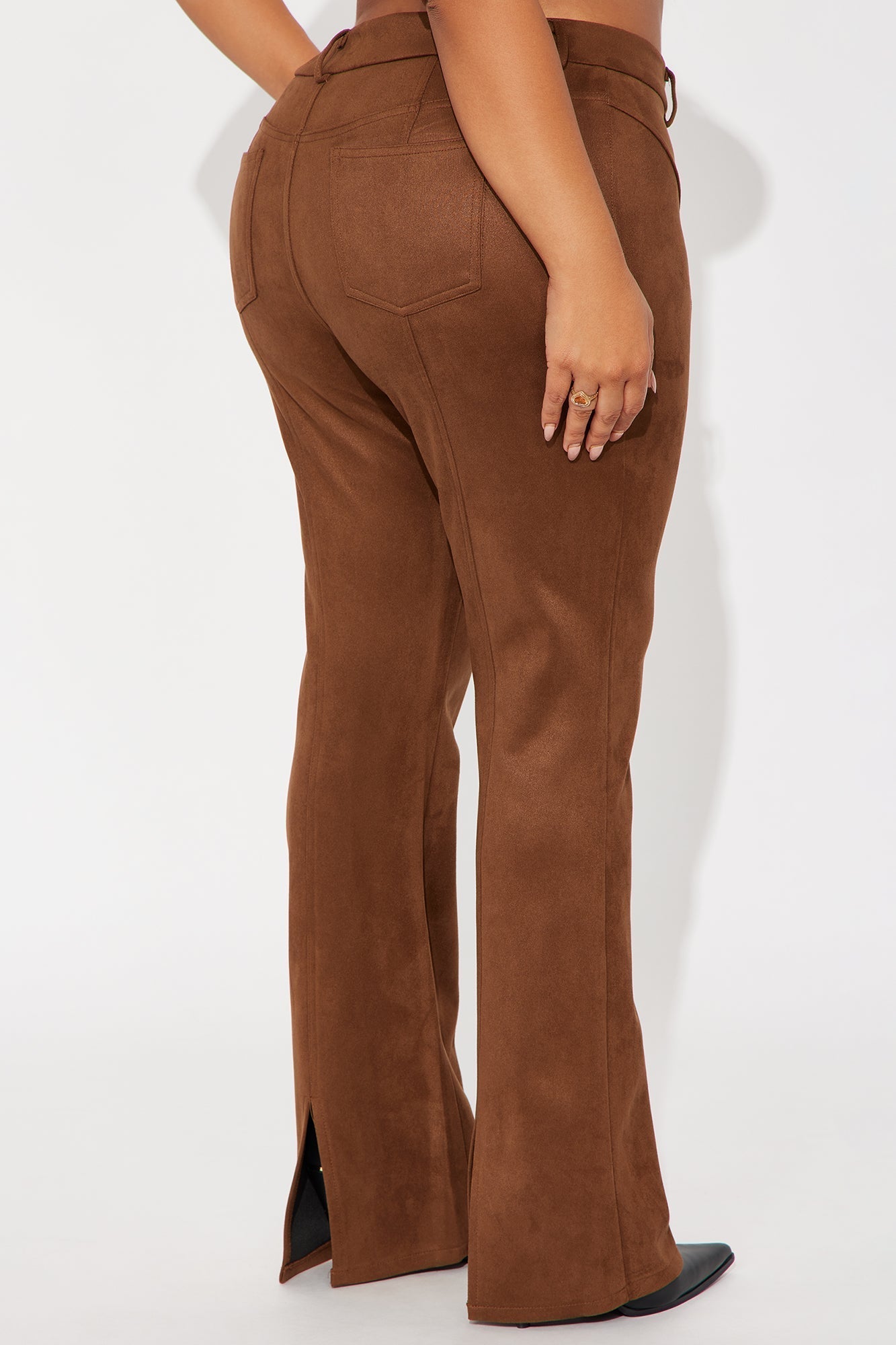 Headed For The Country Faux Suede Flare Pant - Brown