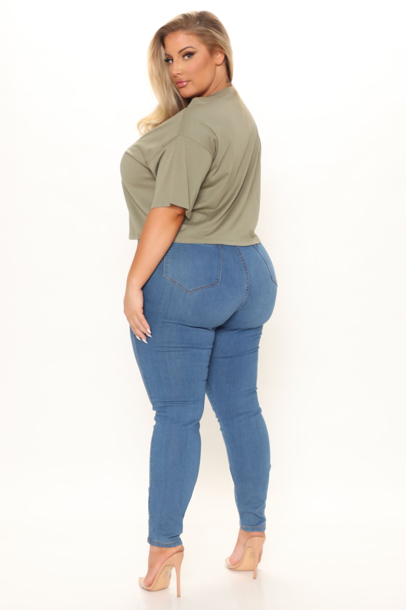 Leslie Cropped Tee - Olive