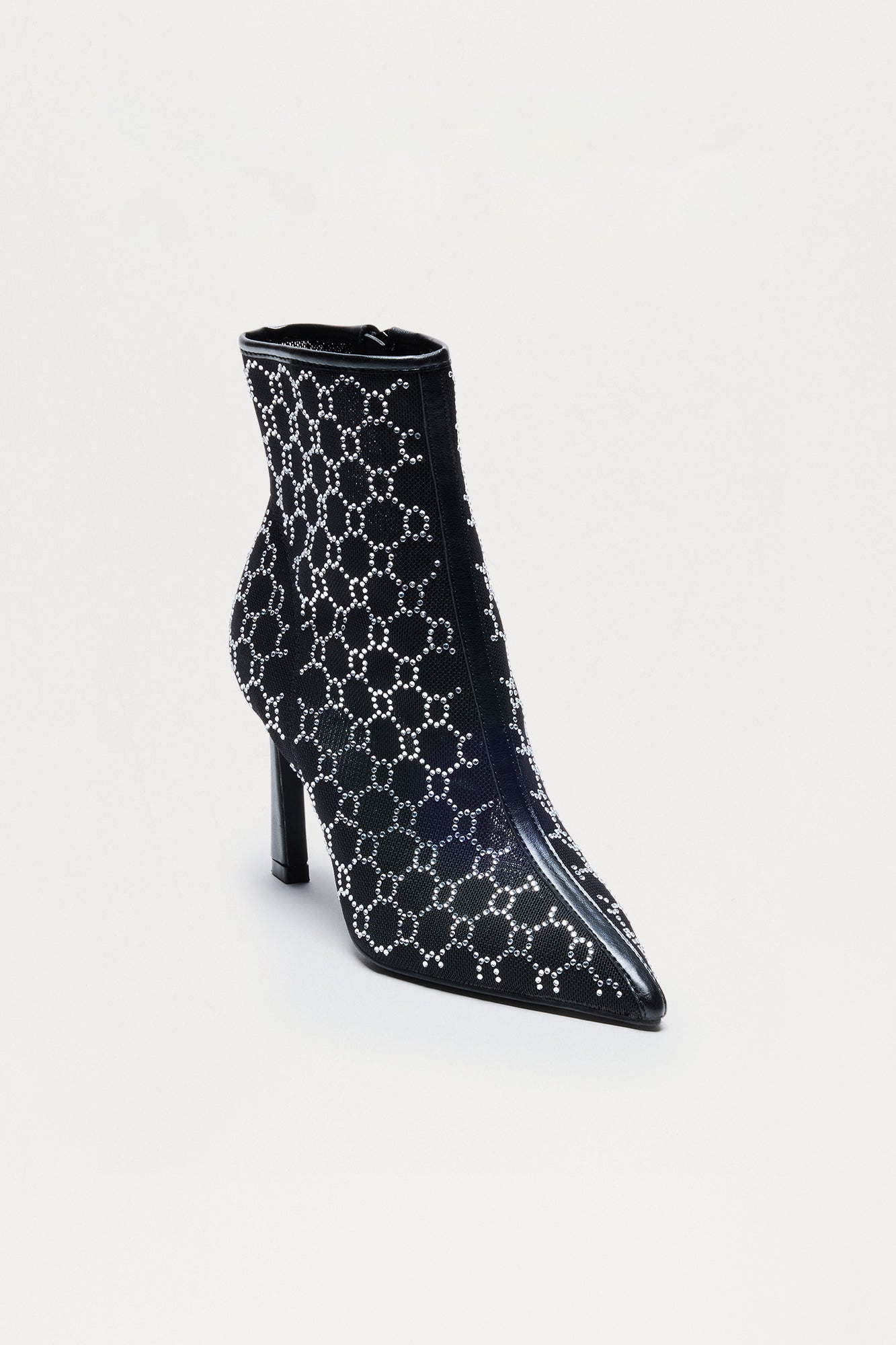 Avenley Rhinestone Mesh Booties - Black