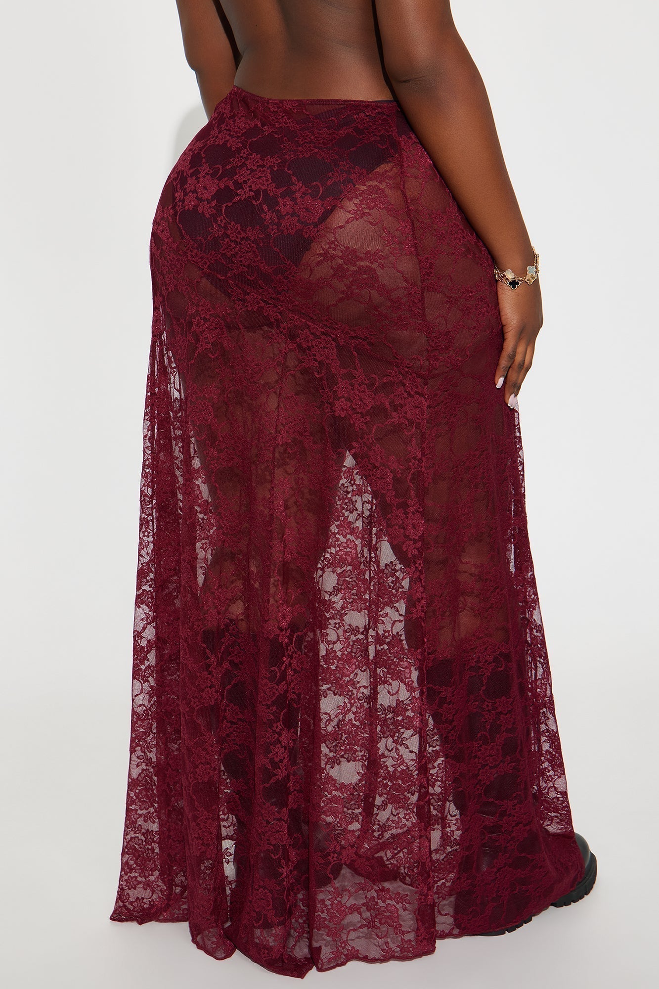 Out Of Touch Lace Maxi Skirt - Burgundy