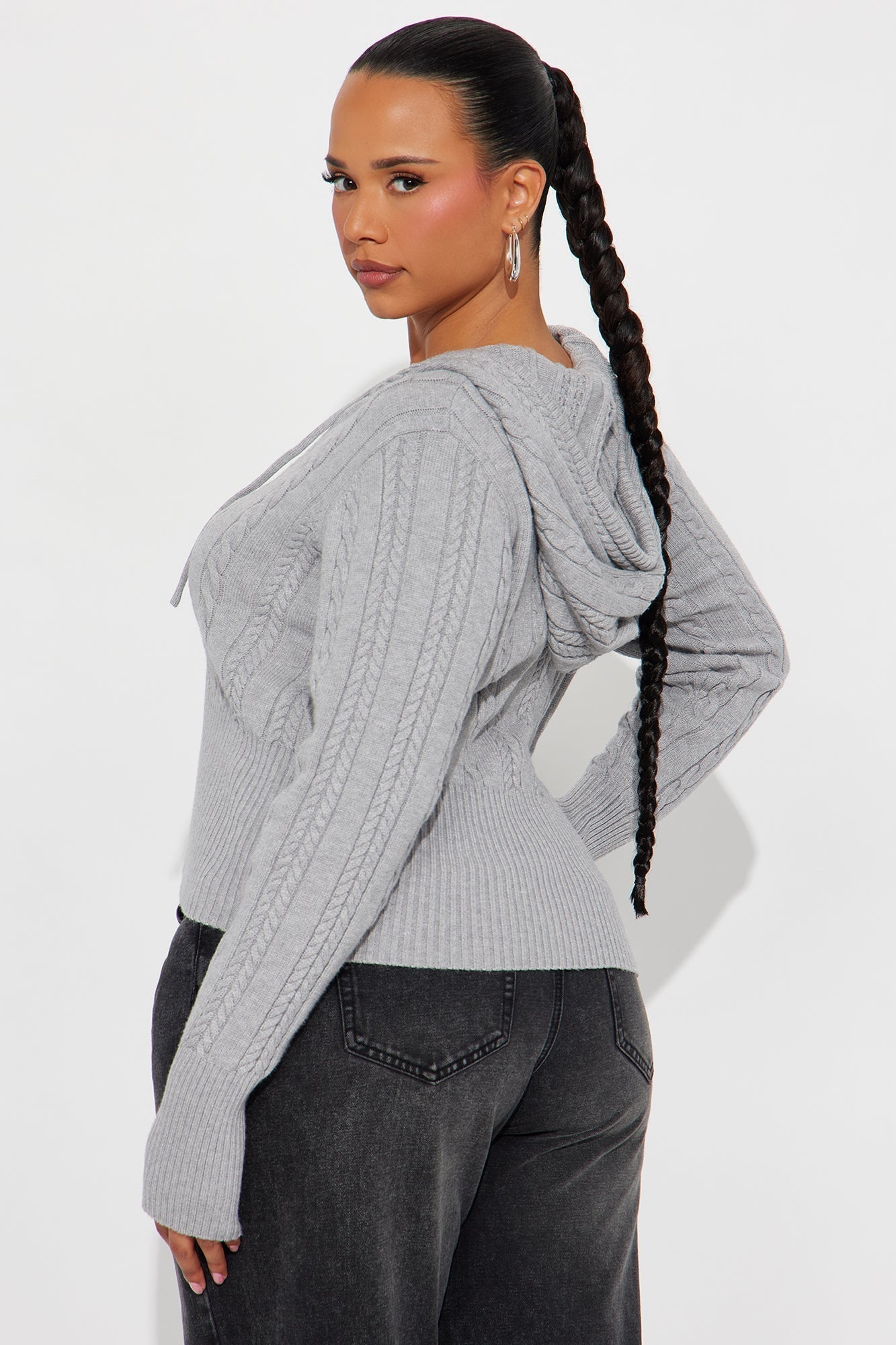 Everyday Thing Cable Knit Sweater - Grey