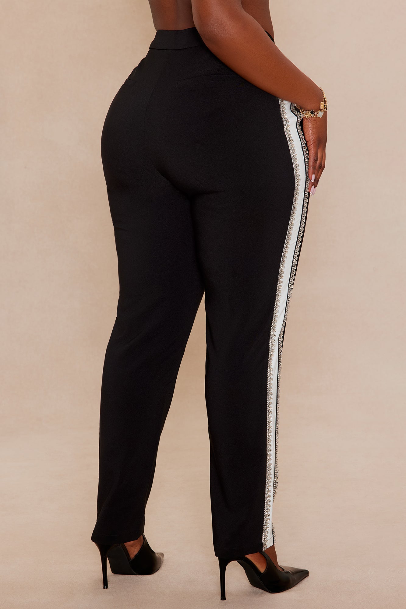 Riannon Rhinestone Embellished Pant - Black/White