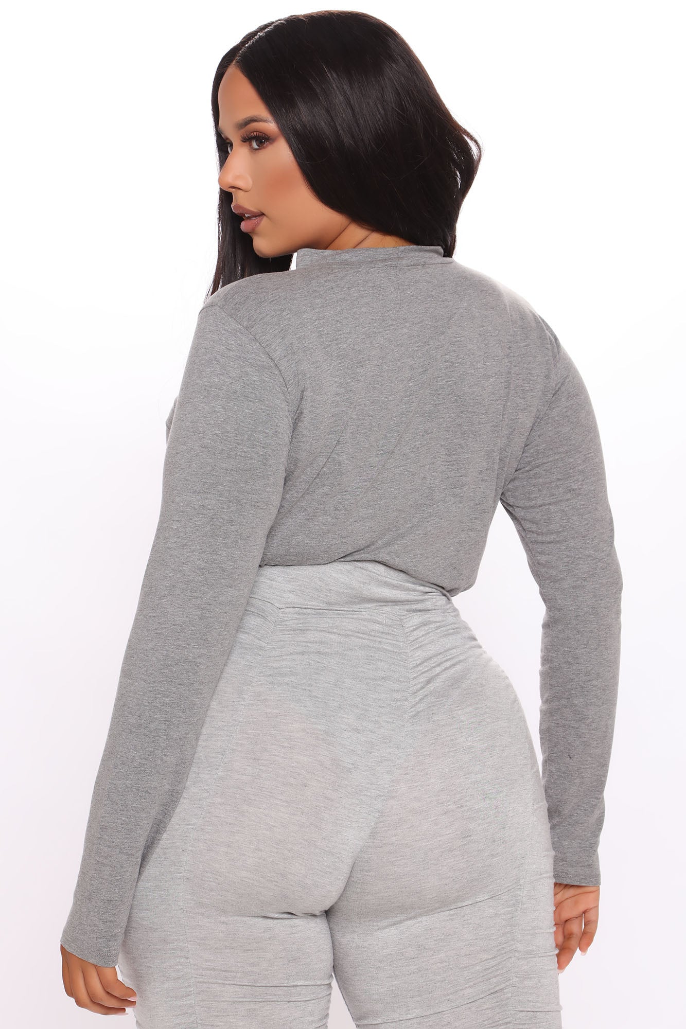 Melanie Mock Neck Bodysuit - Charcoal