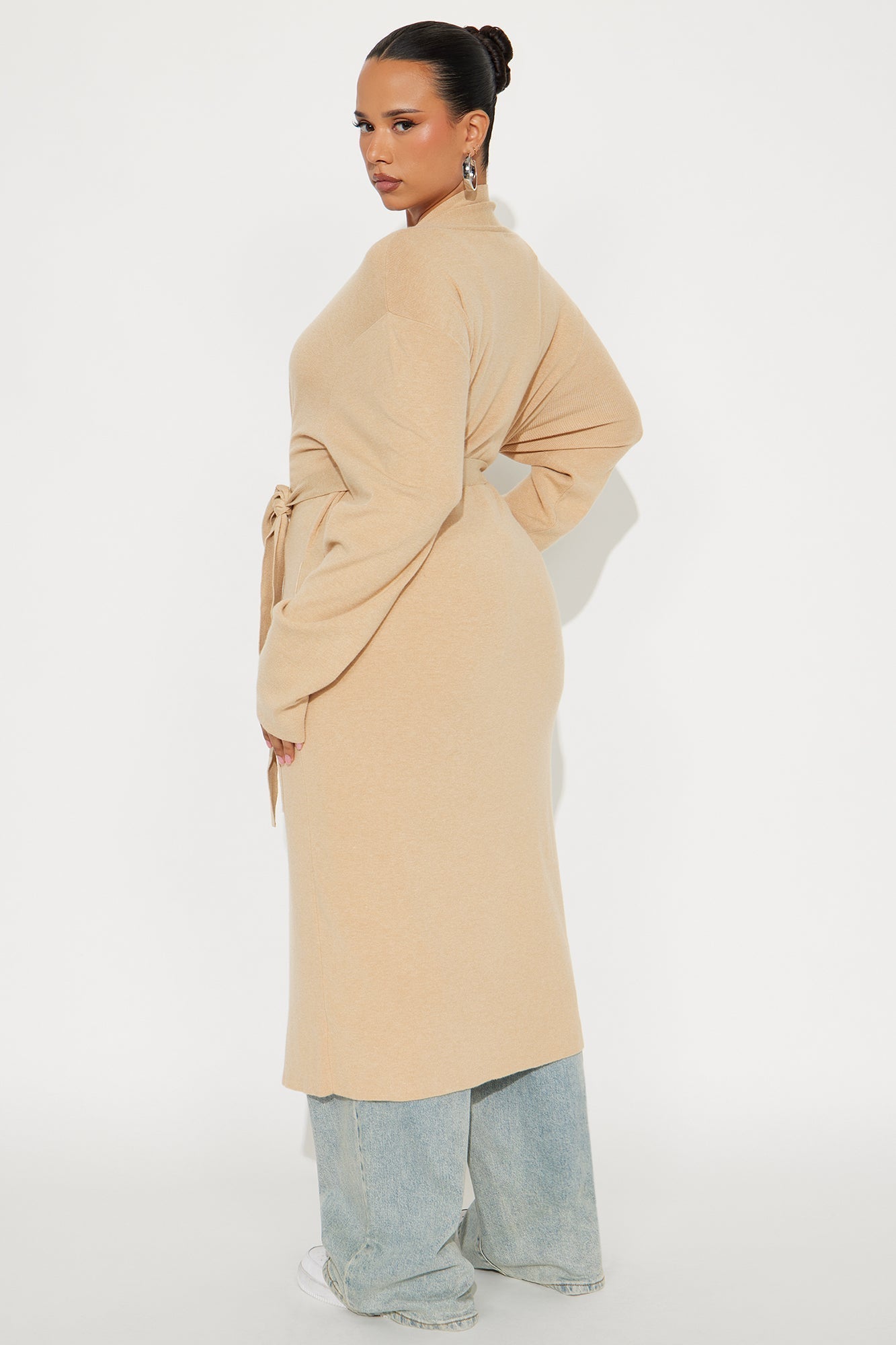 Your Fantasy Open Front Belted Cardigan - Sand