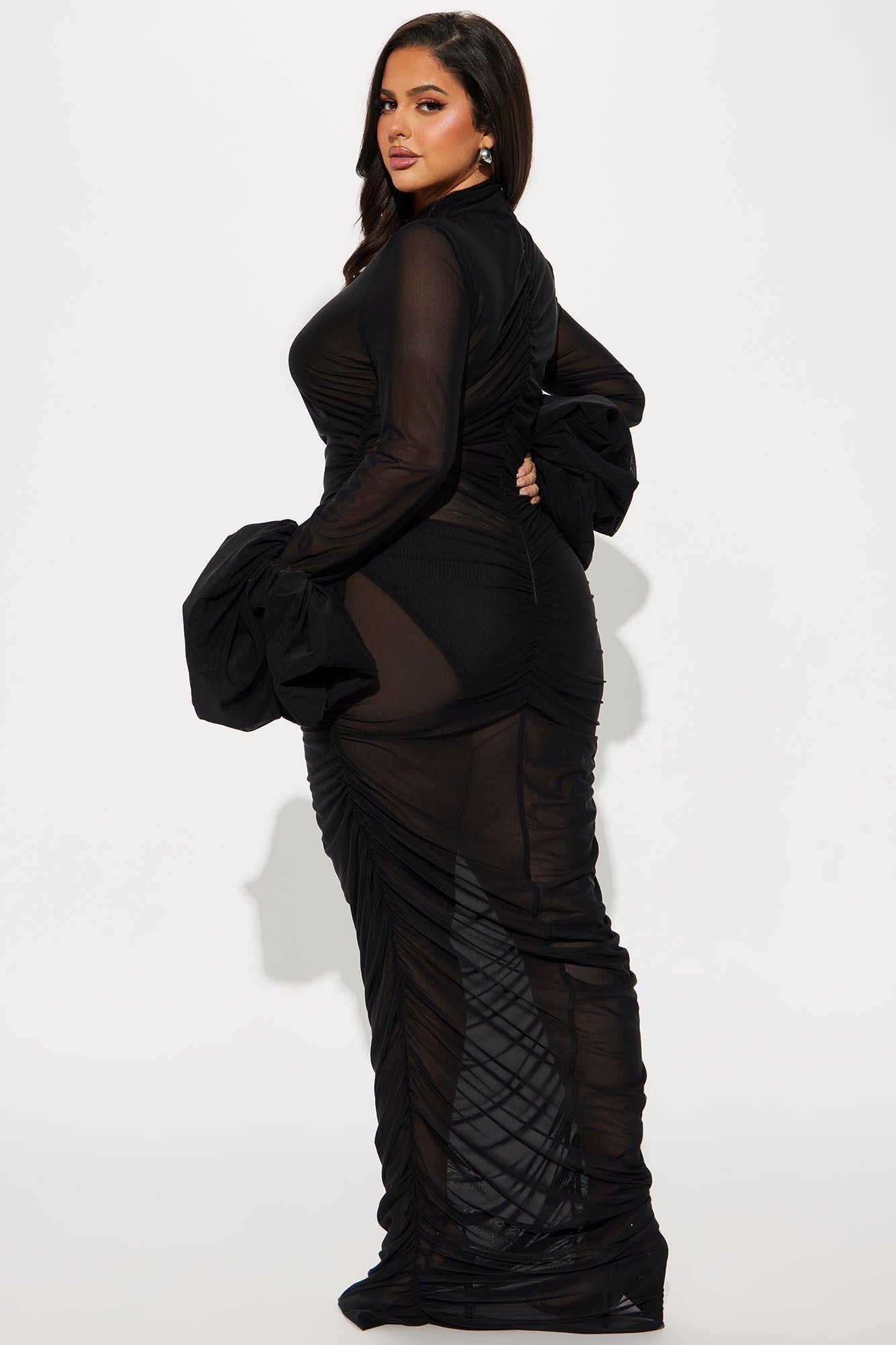Mila Sheer Maxi Dress - Black