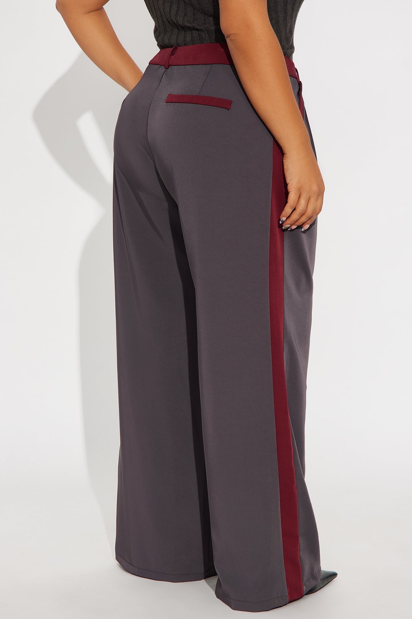 Christina Colorblock Trouser - Charcoal/combo