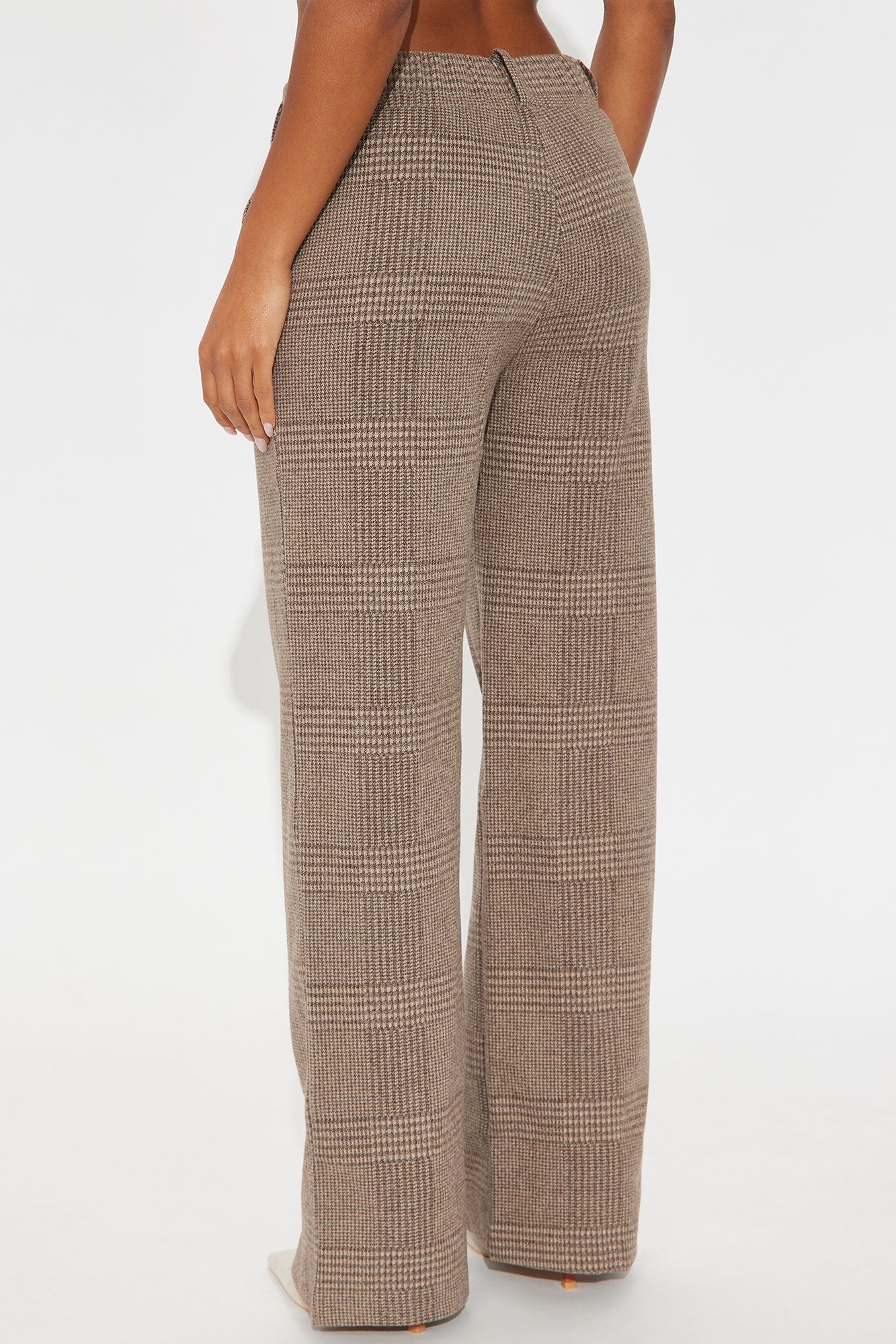 Ameli Wide Leg Plaid Pant 31 - Brown
