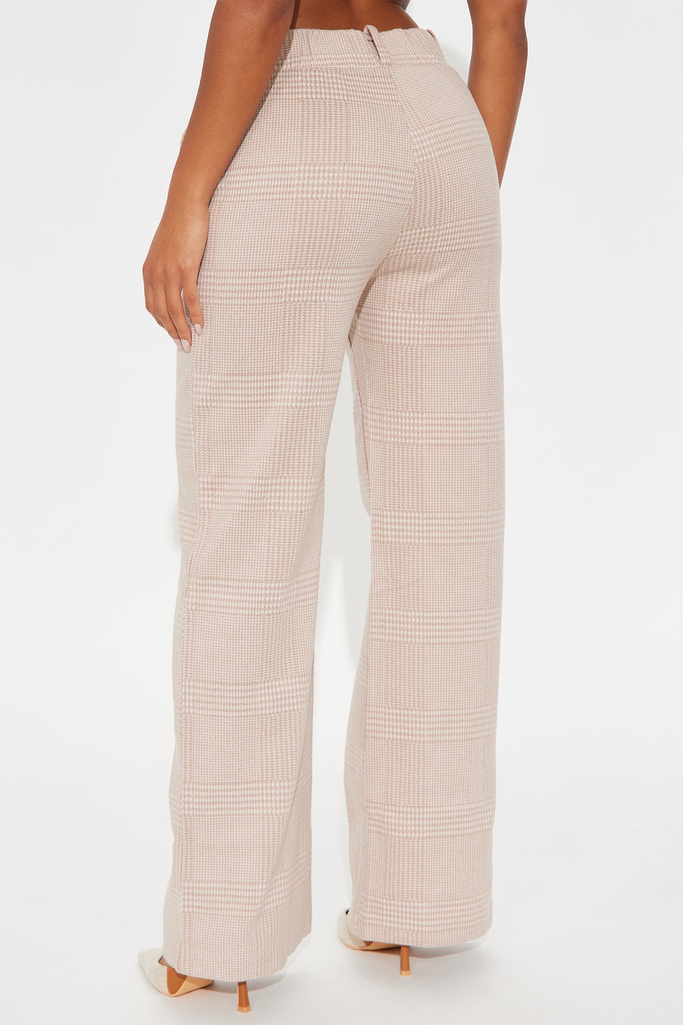Ameli Wide Leg Plaid Pant 31 - Taupe