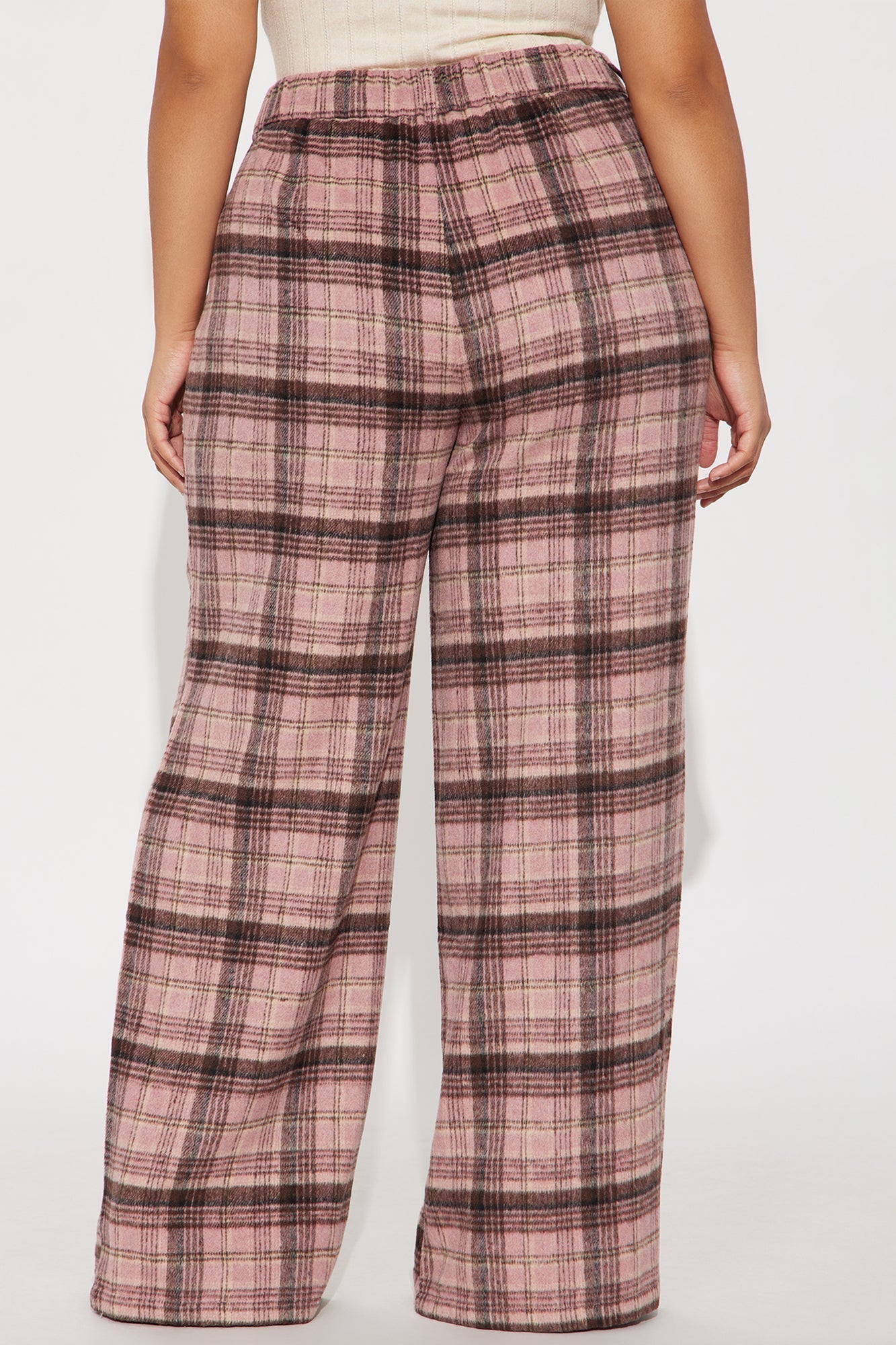 Out Your League Plaid Wide Leg Pant 33″ - Pink/combo
