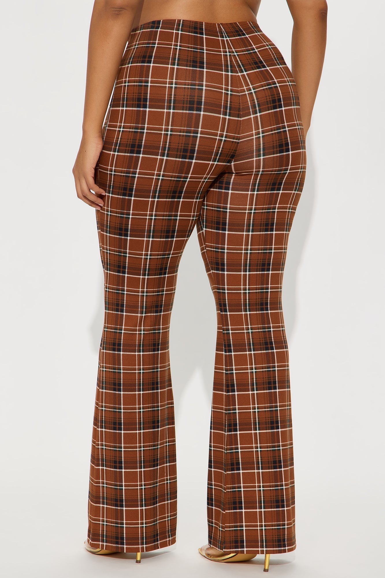 Anastasia Plaid Flare Pant - Brown/combo
