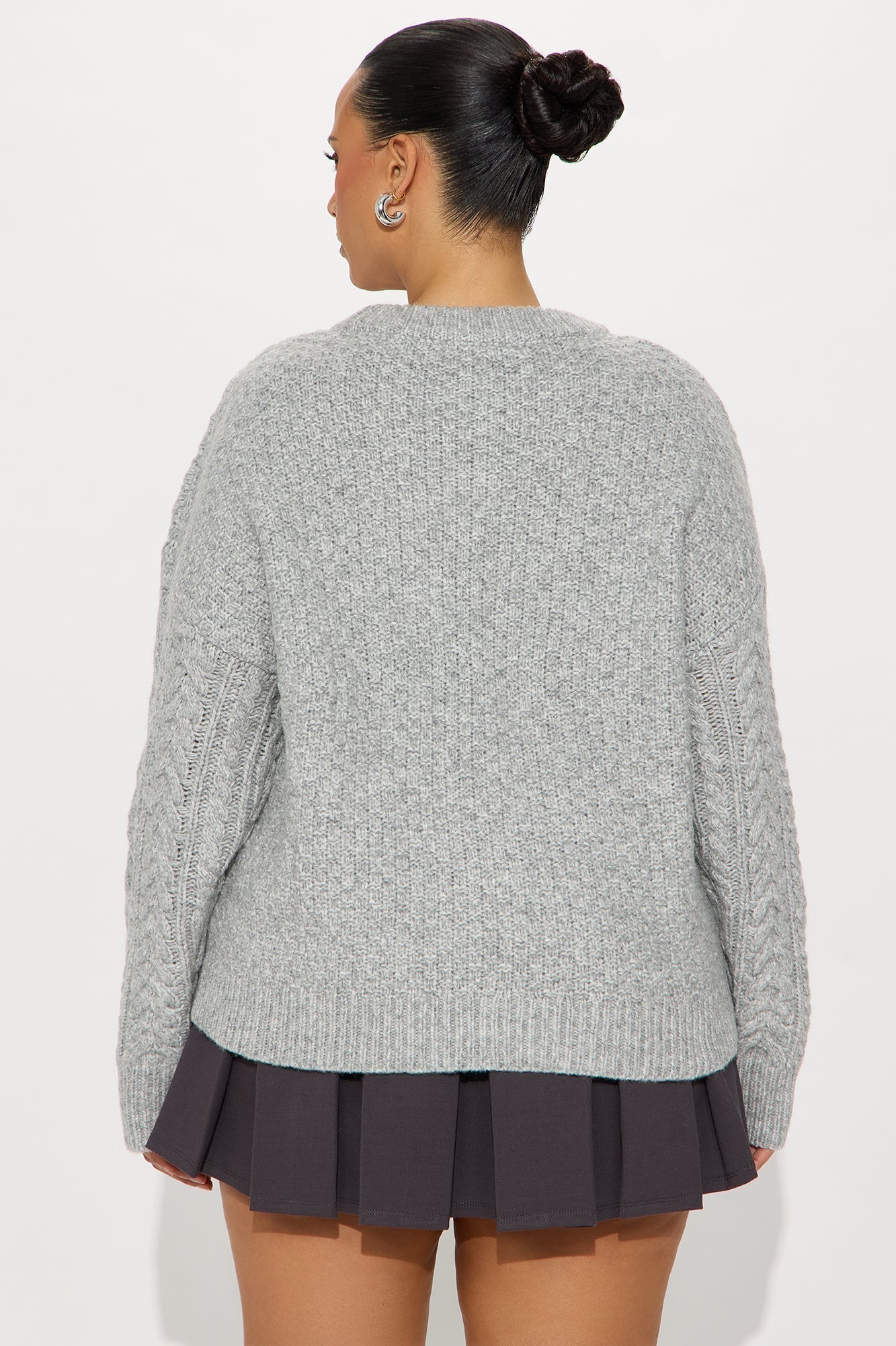 My Cup Of Tea Cable Knit Sweater - Grey