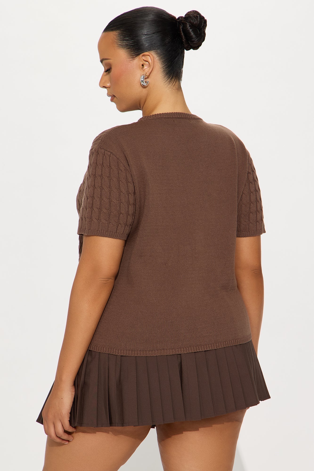 Mela Cable Knit Sweater - Chestnut