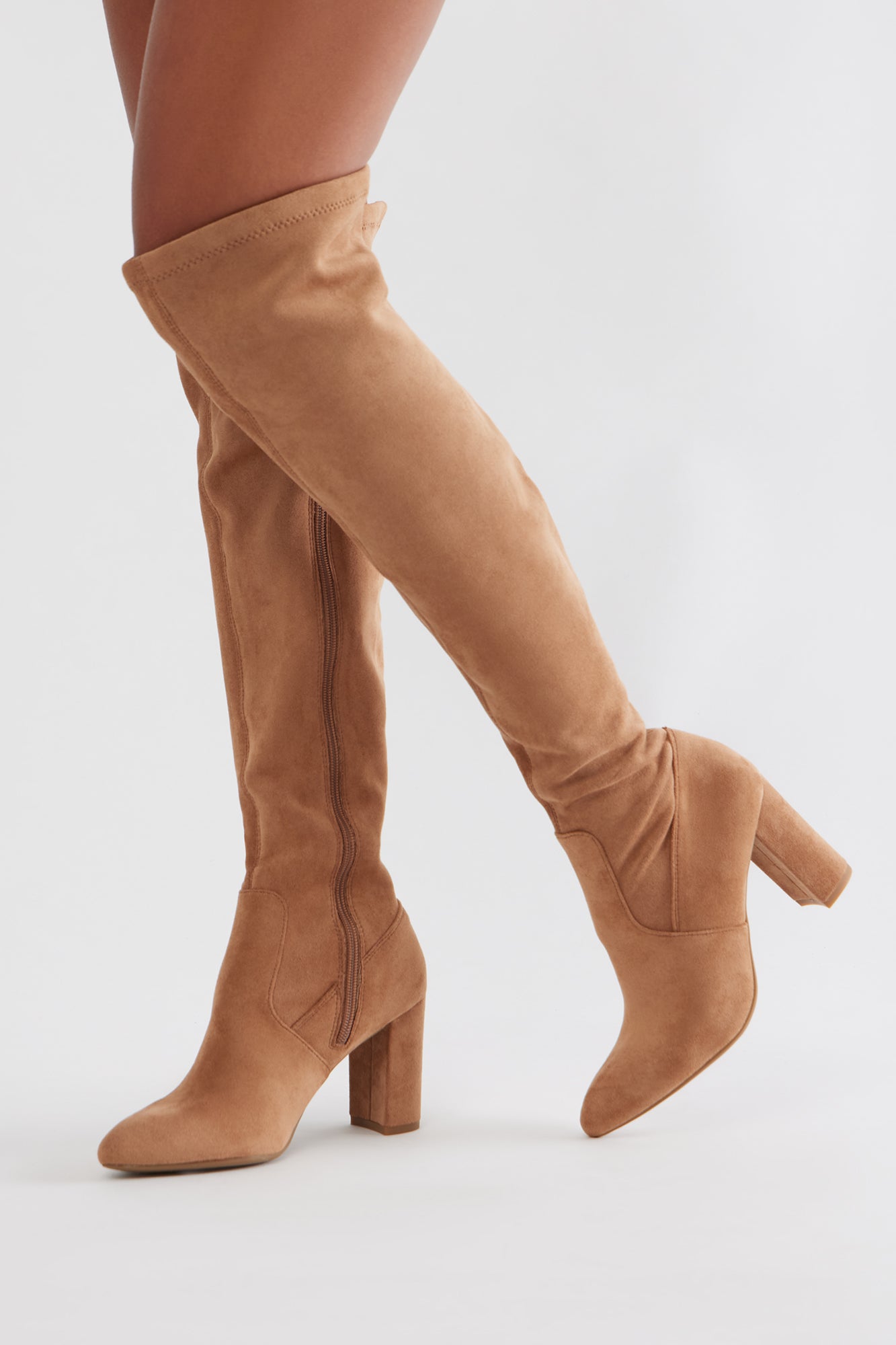 Adith Faux Suede Boots - Camel