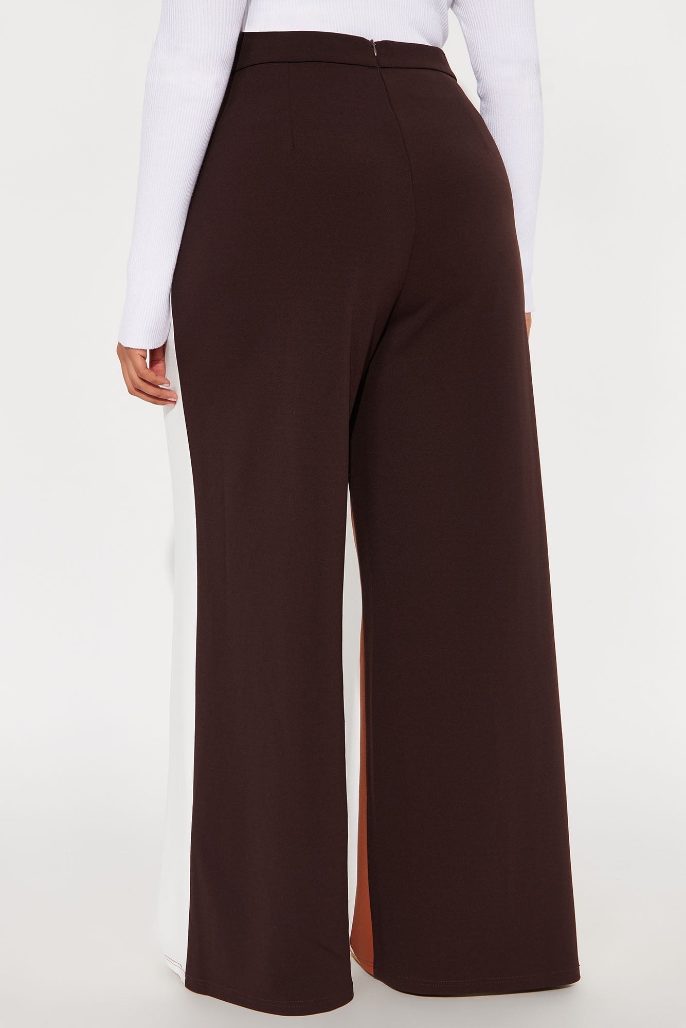 Nellie Colorblock Wide Leg Trouser Pant 33 - Brown/combo