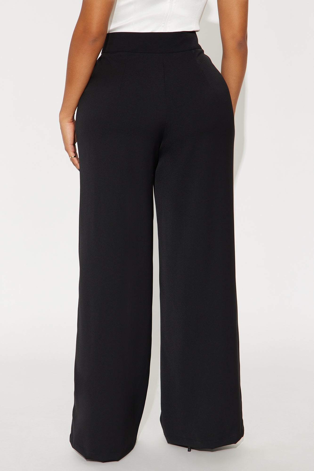 Candice Pleated Wide Leg Trouser Pant 33″ - Black