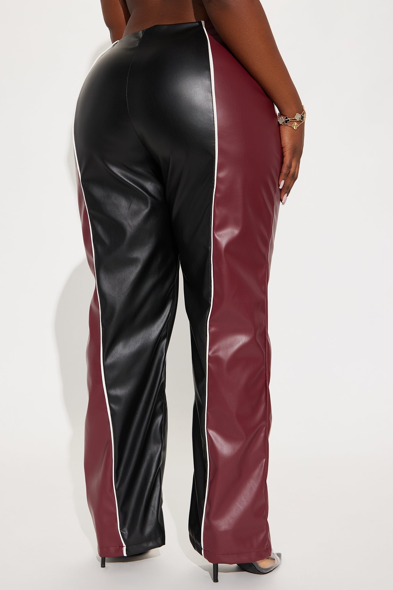 Unshakeable Energy Faux Leather Pant 32″ - Burgundy/combo