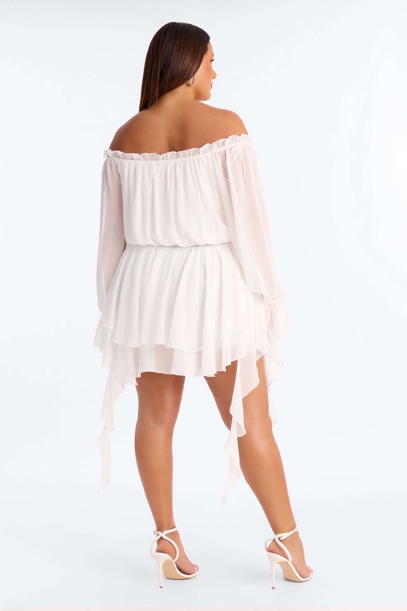 Paulina Ruffle Chiffon Mini Dress - White