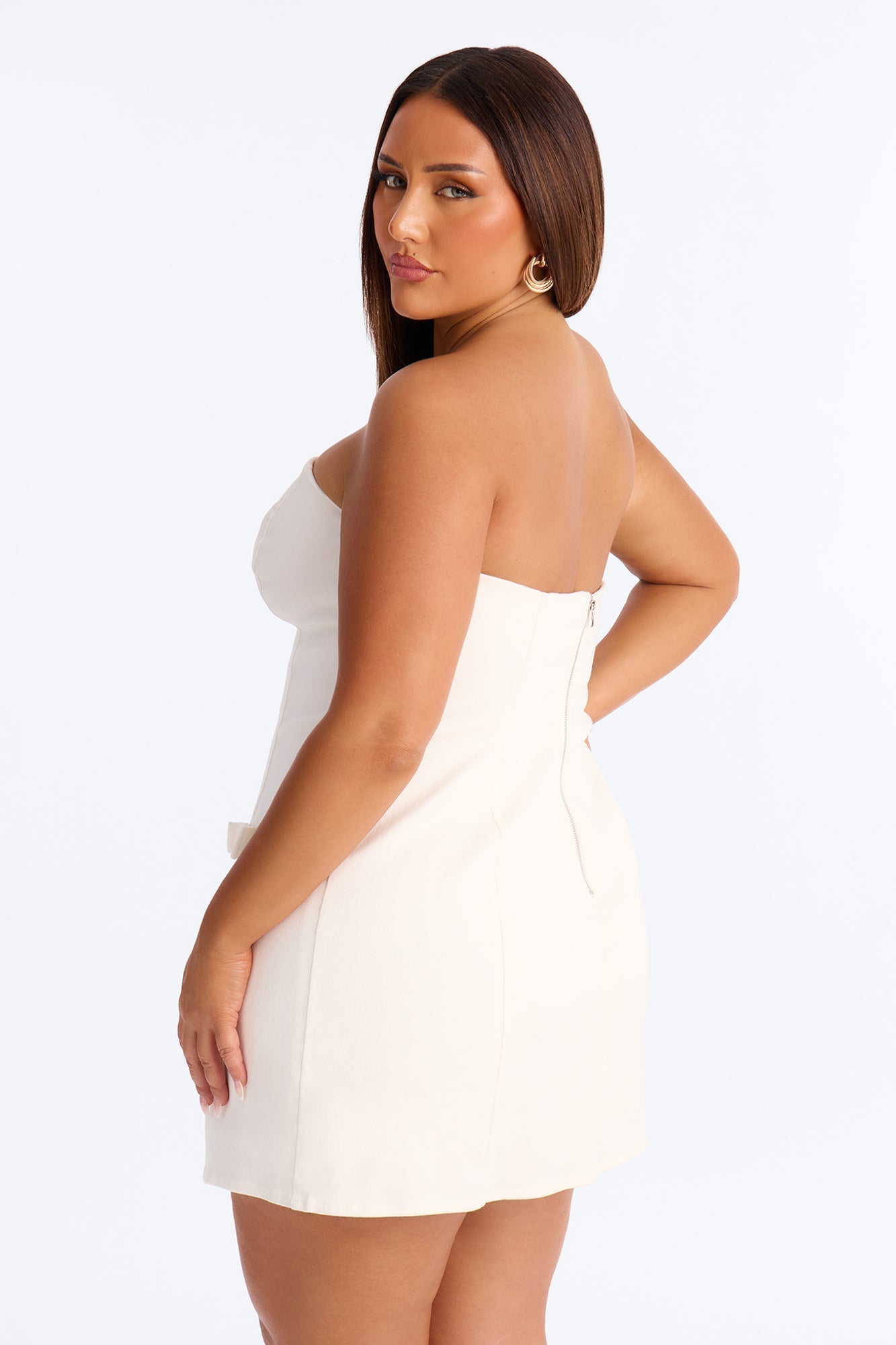 Astrid Strapless Stretch Denim Mini Dress - White
