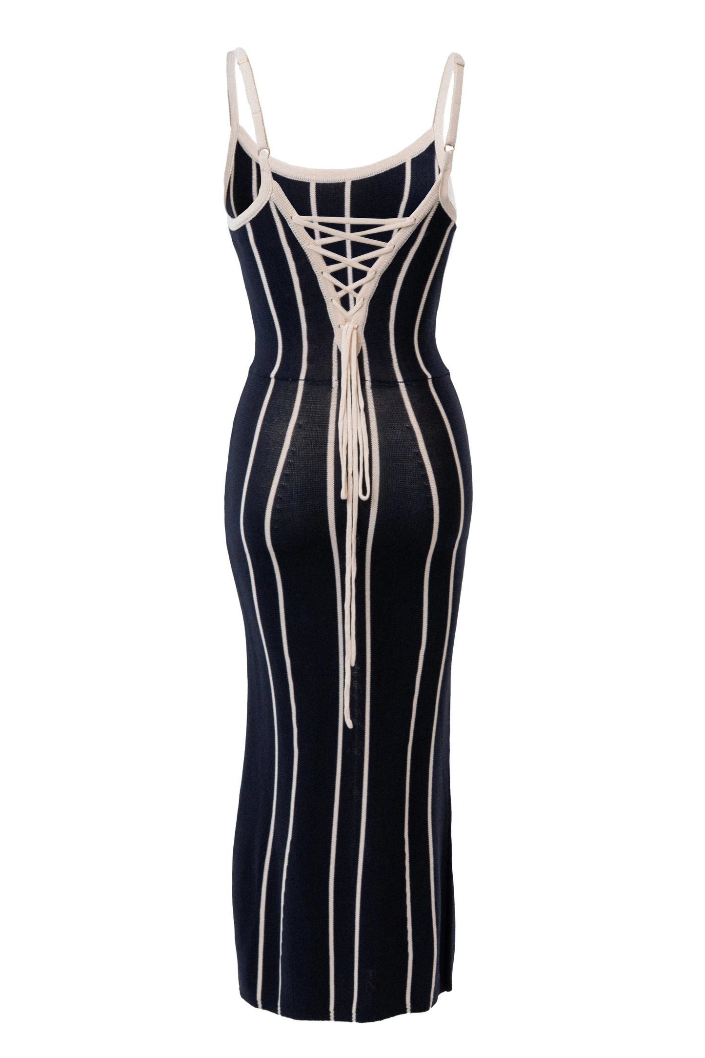 Navy/Ivory Parallel Elegance Midi Dress