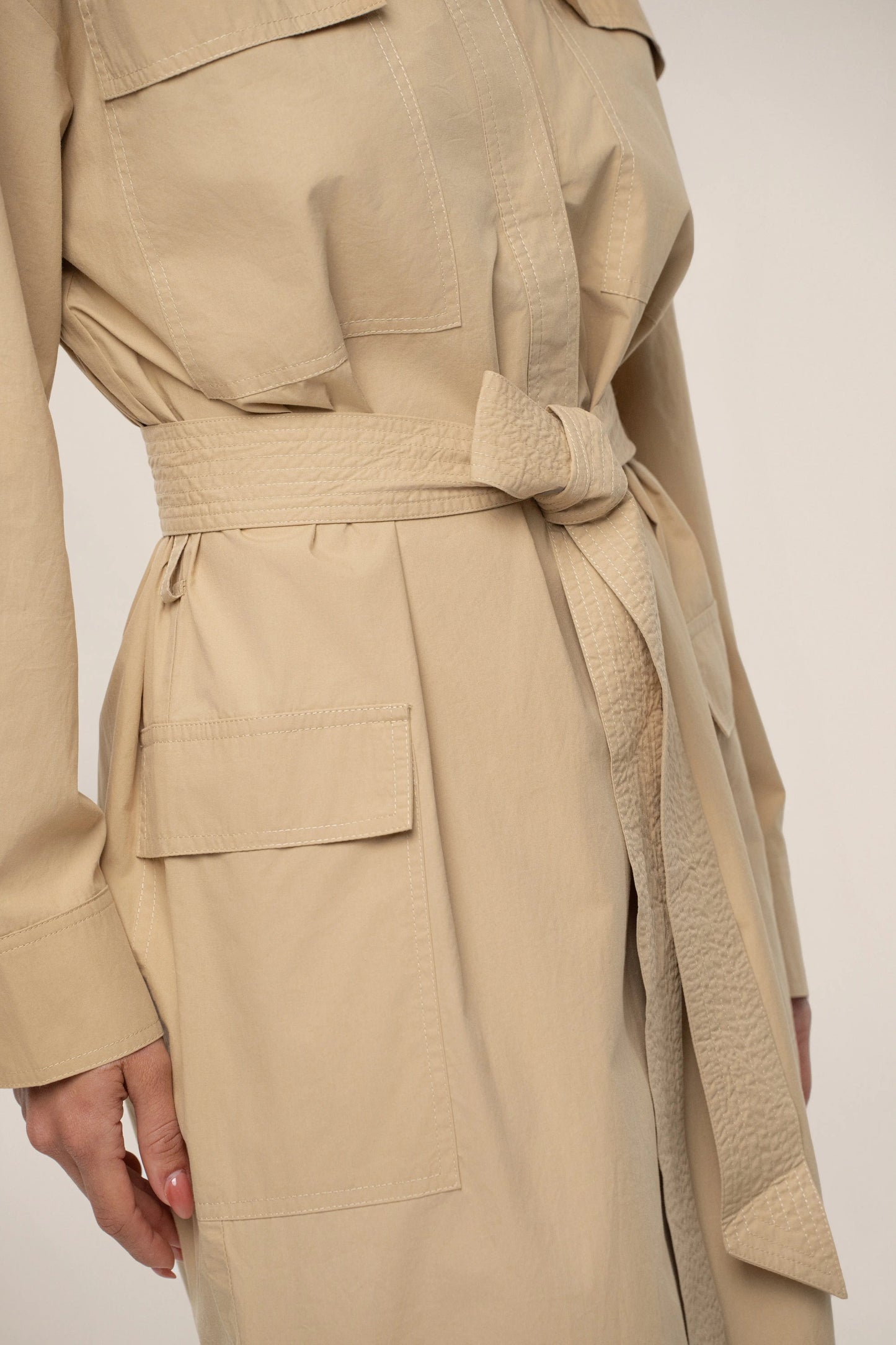 Khaki Harbor Shore Belted Maxi Dress