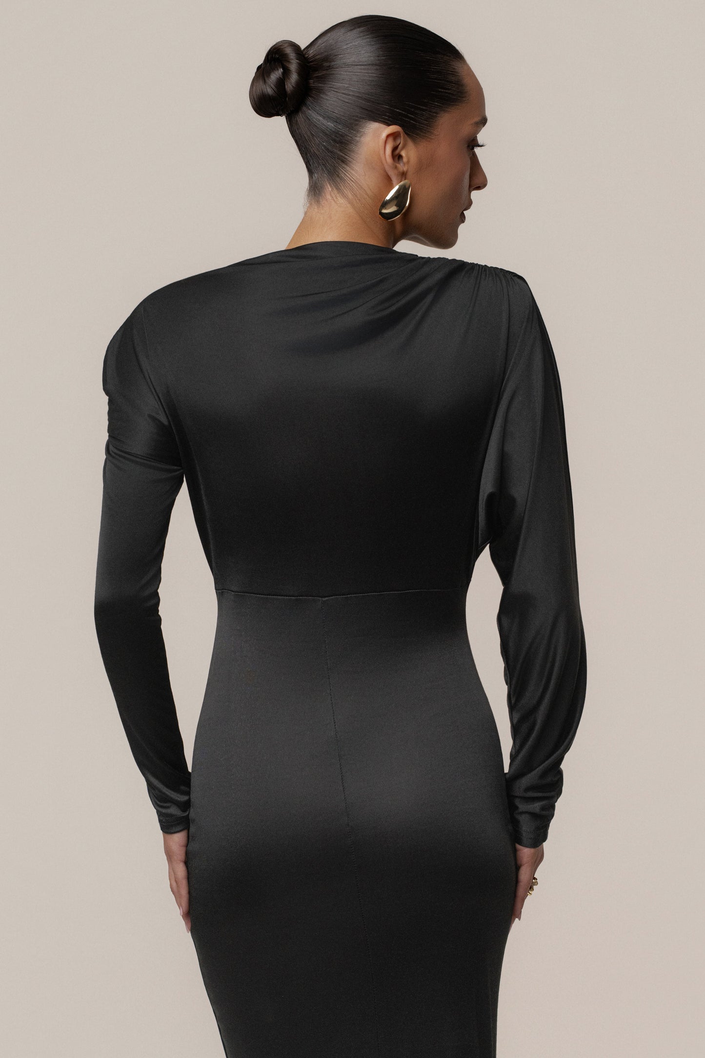 Black Glisten Slit Maxi Dress