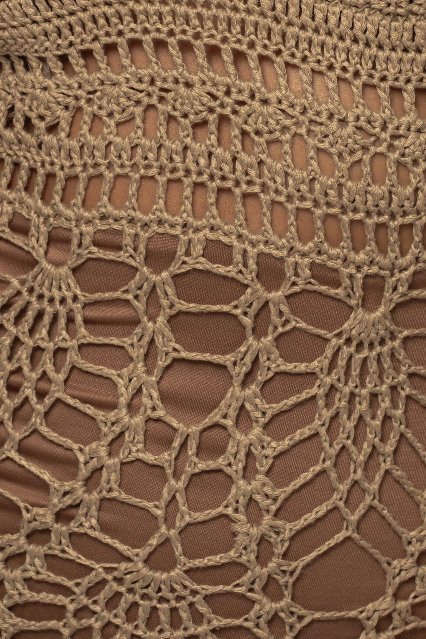 Mocha Great Escape Crochet Maxi Dress