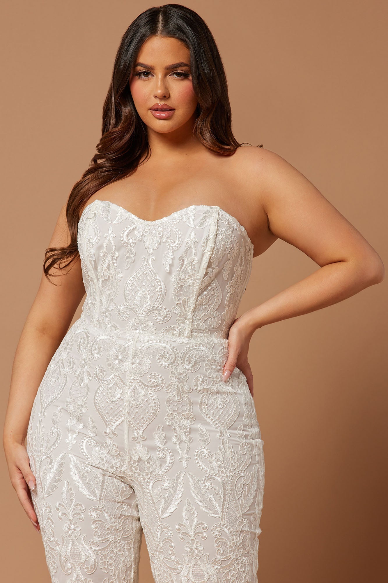 Esther Sequin Embroidered Jumpsuit - White