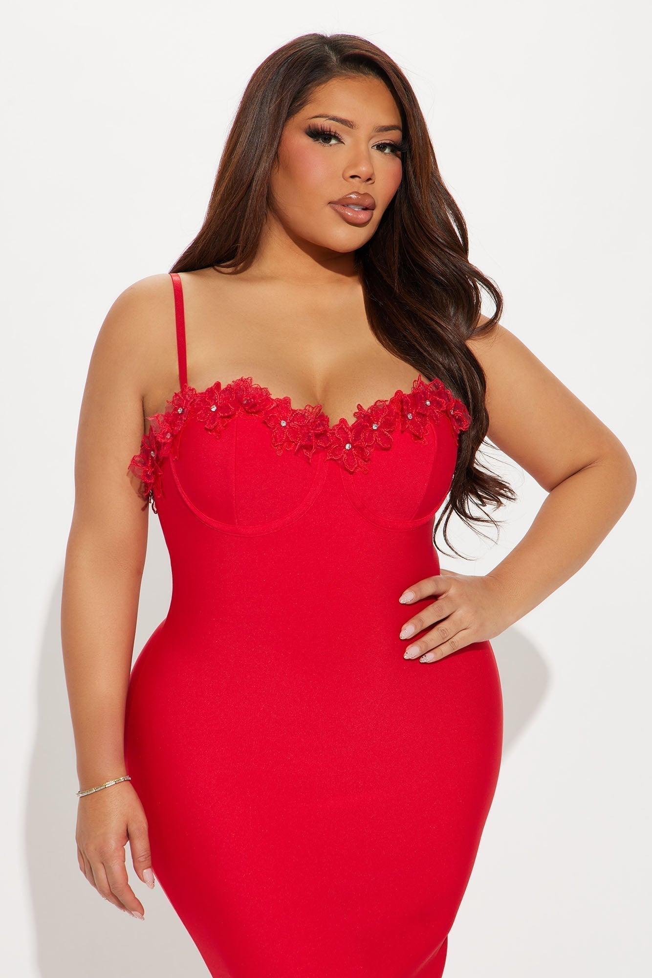 Verona Bandage Midi Dress - Red