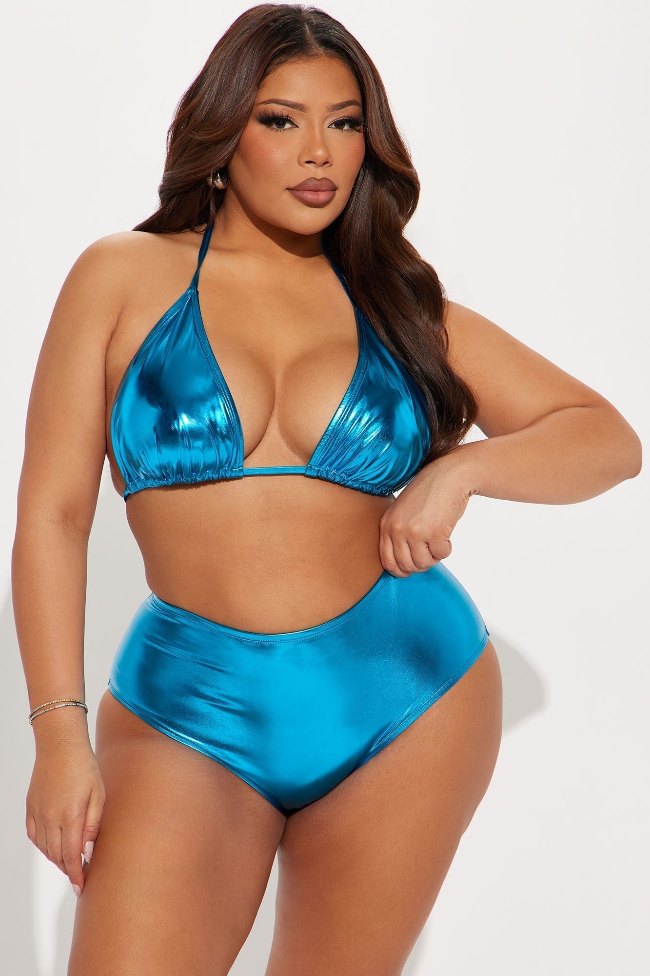 Maui Mix And Match Metallic High Rise Bikini Bottom - Royal