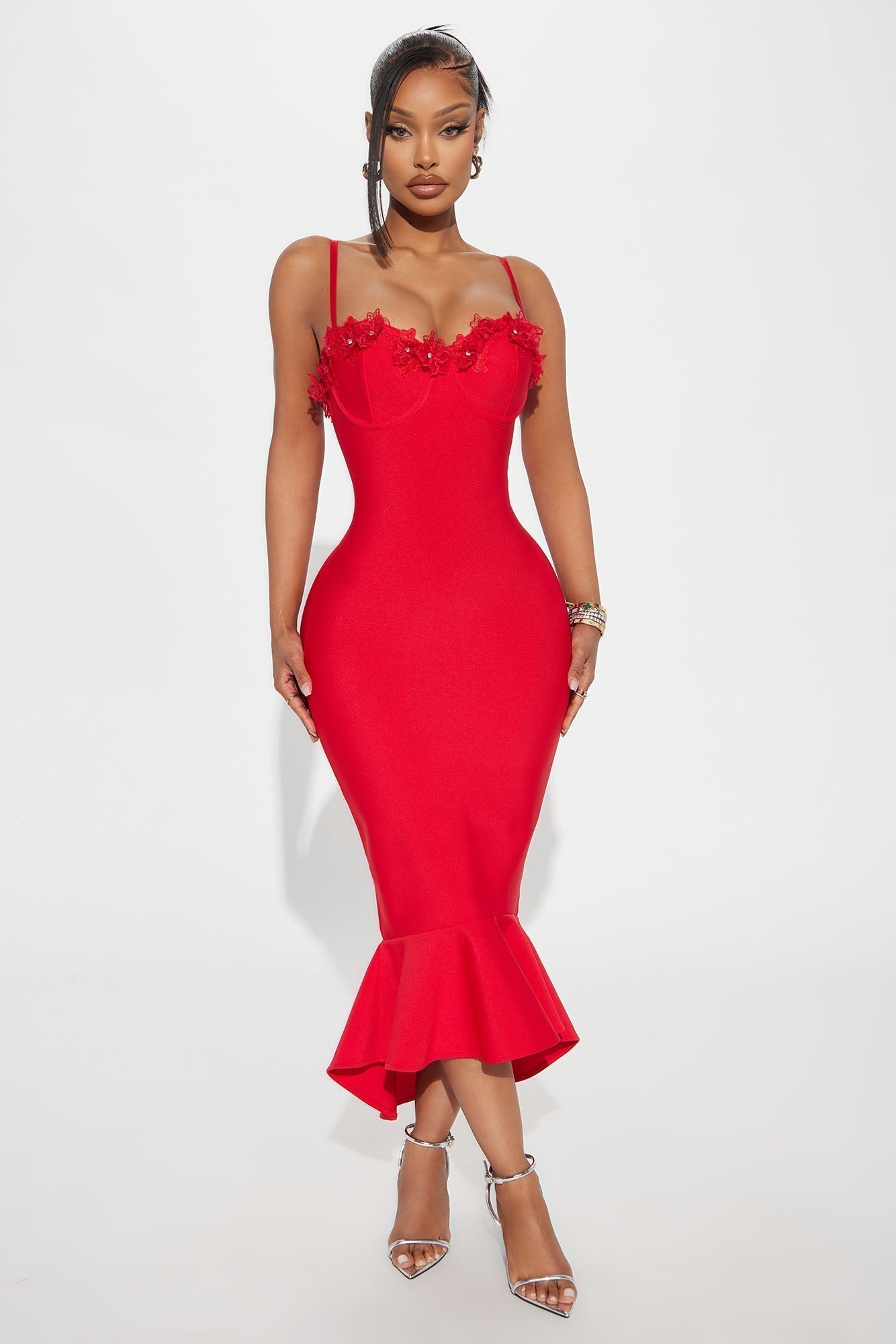 Verona Bandage Midi Dress - Red