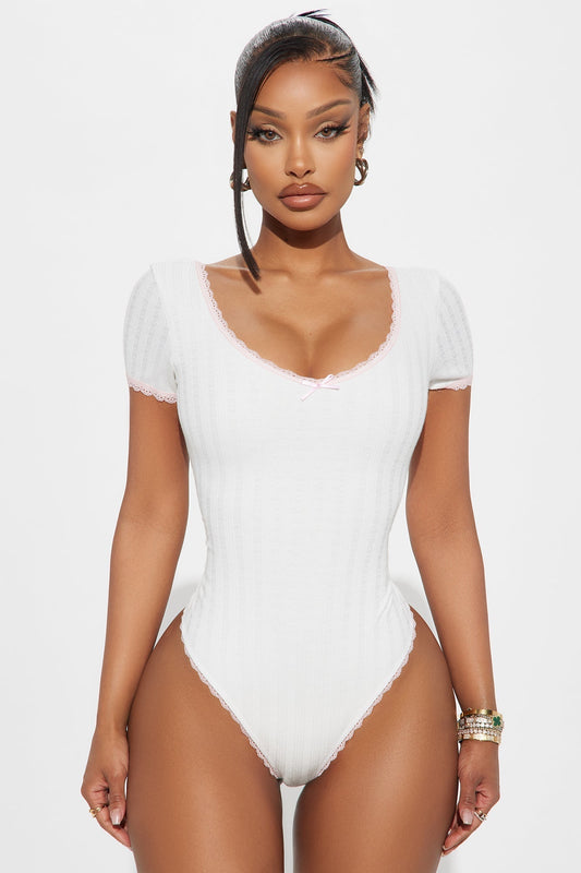 Heart Eyes For You Bodysuit - White/Pink