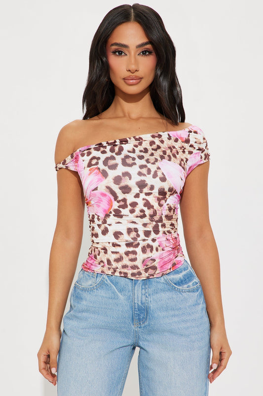 In My Element Off Shoulder Top - Leopard