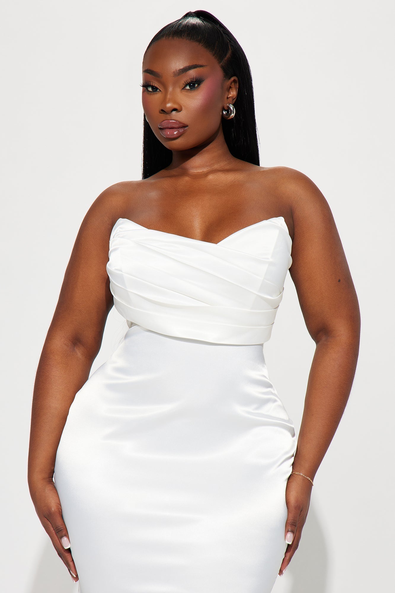 Naomi Satin Maxi Gown - White