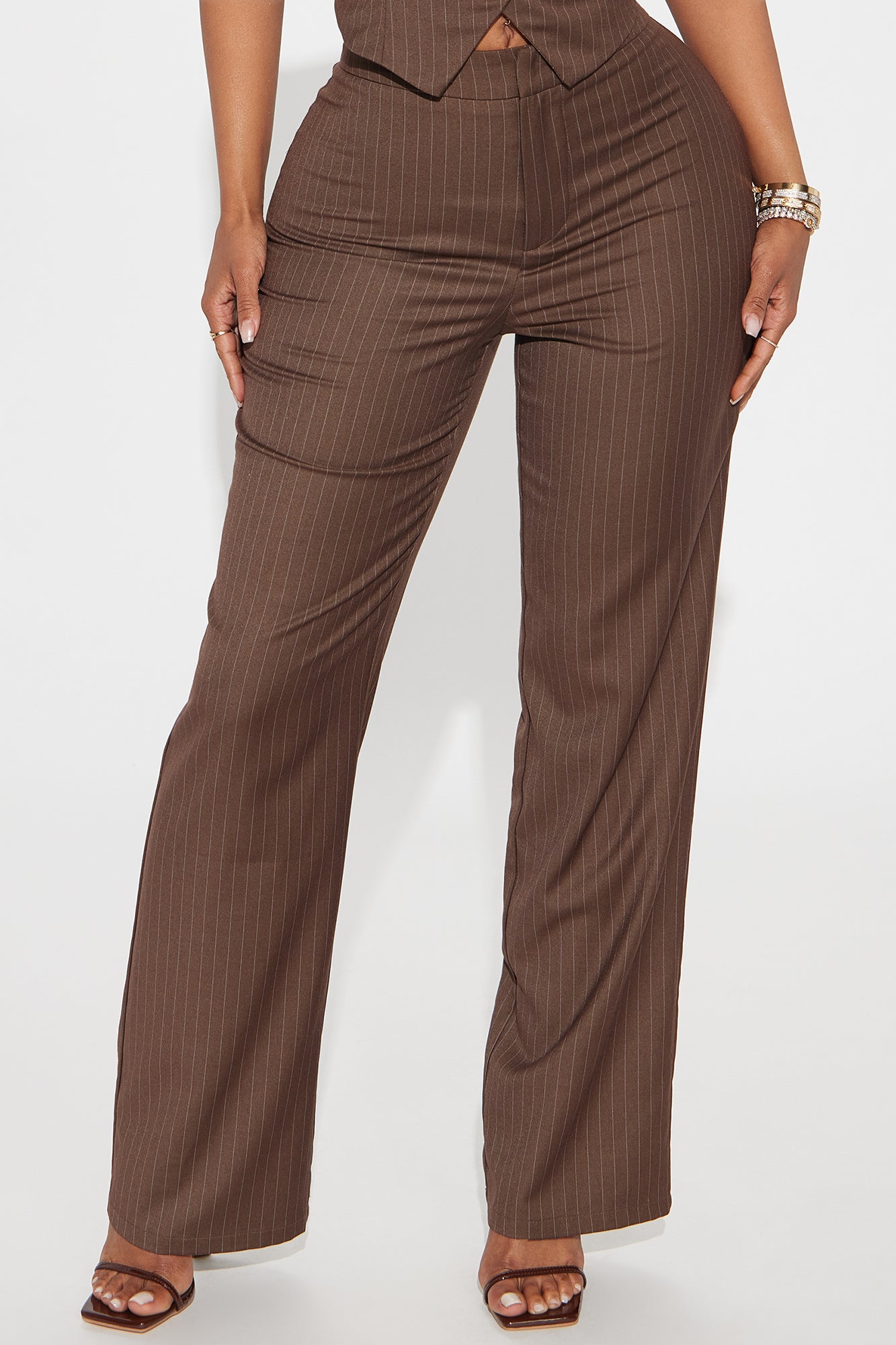 Lesson Learnt Pinstripe Trouser - Mocha