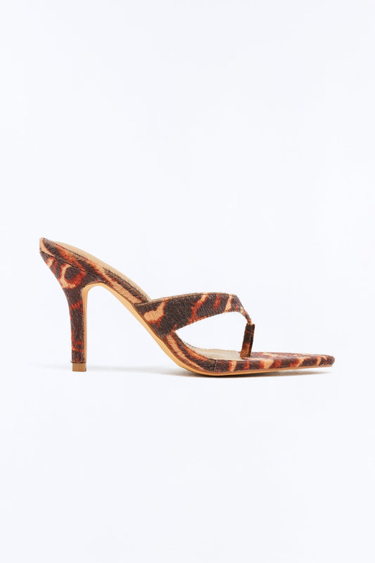 Anora Thong Stiletto Heels - Brown/combo