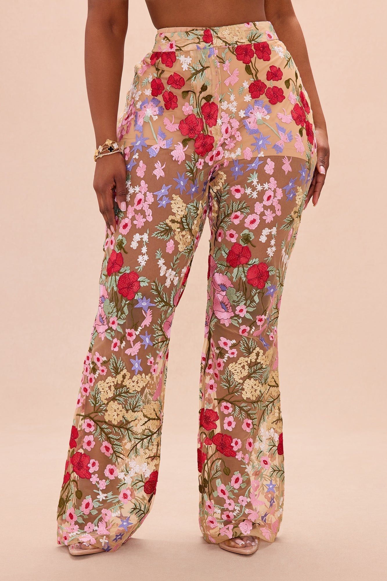 Erin Embroidered Pant - Nude/combo