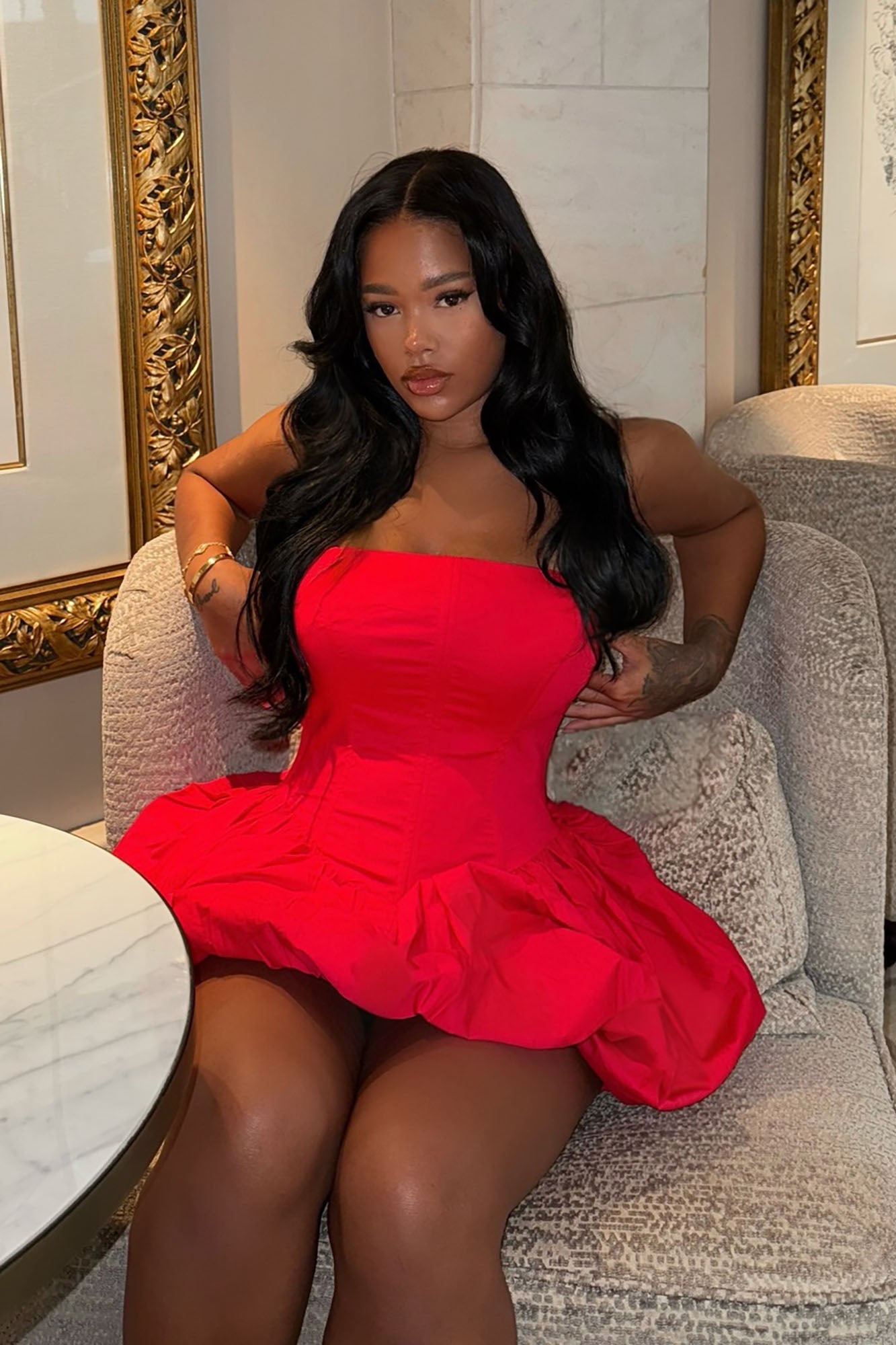 A Night in Paris Bubble Mini Dress - Red