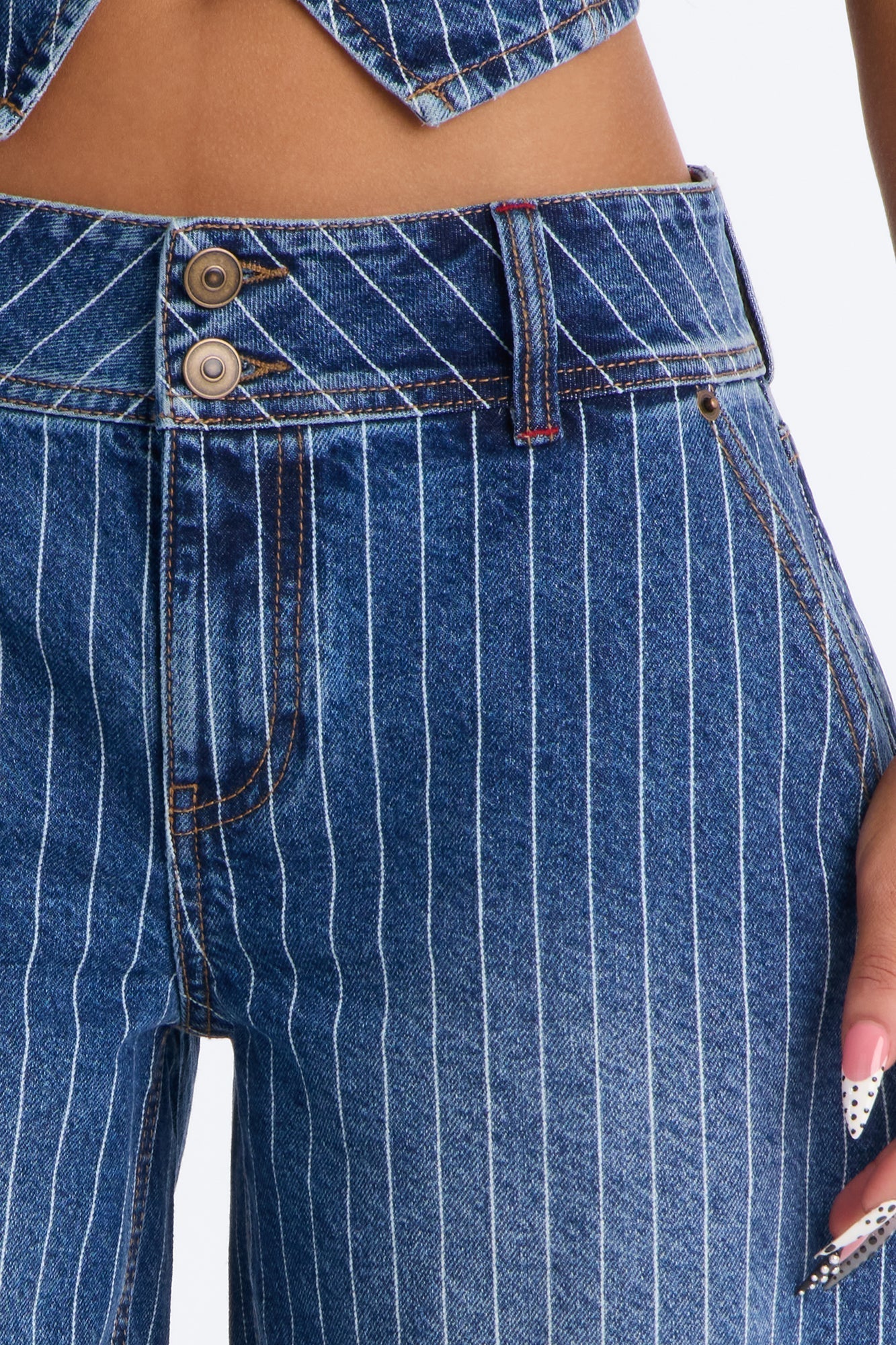 Legendary Striped Cuffed Denim Jorts - Dark Wash
