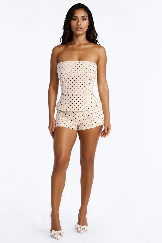 Mallory Low Rise Twill Polka Dot Micro Short - Cream/combo