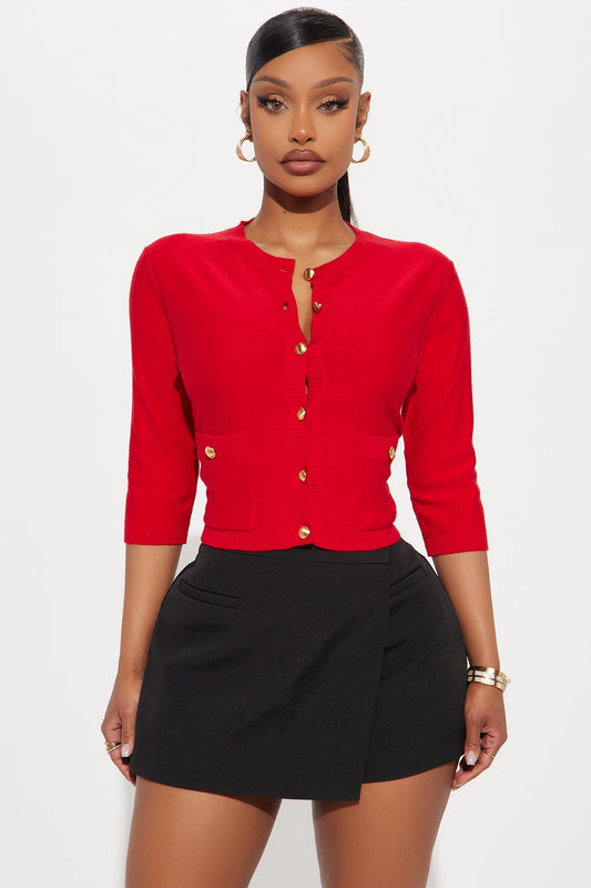 Never Difficult Cardigan - Red