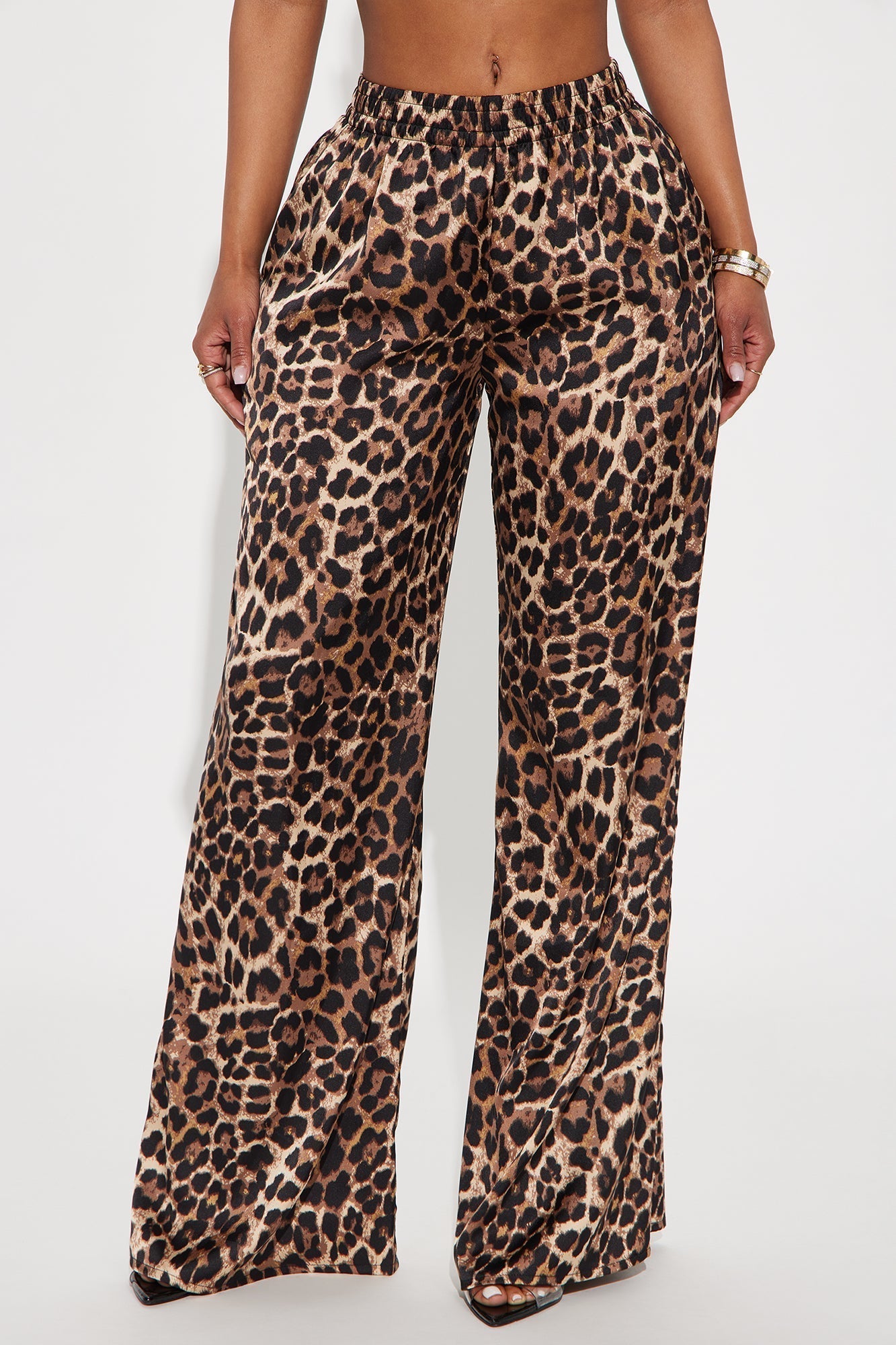 Audrey Leopard Satin Pant - Brown/combo