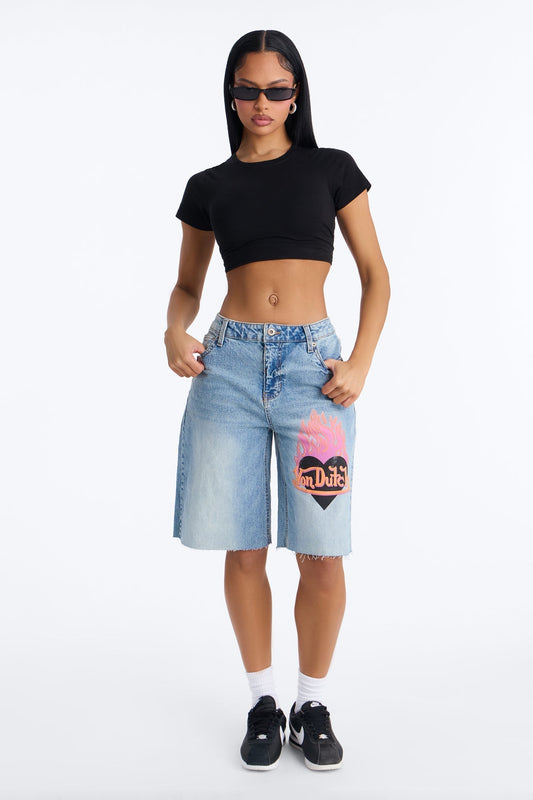Von Dutch So Hot Denim Shorts - Medium Wash