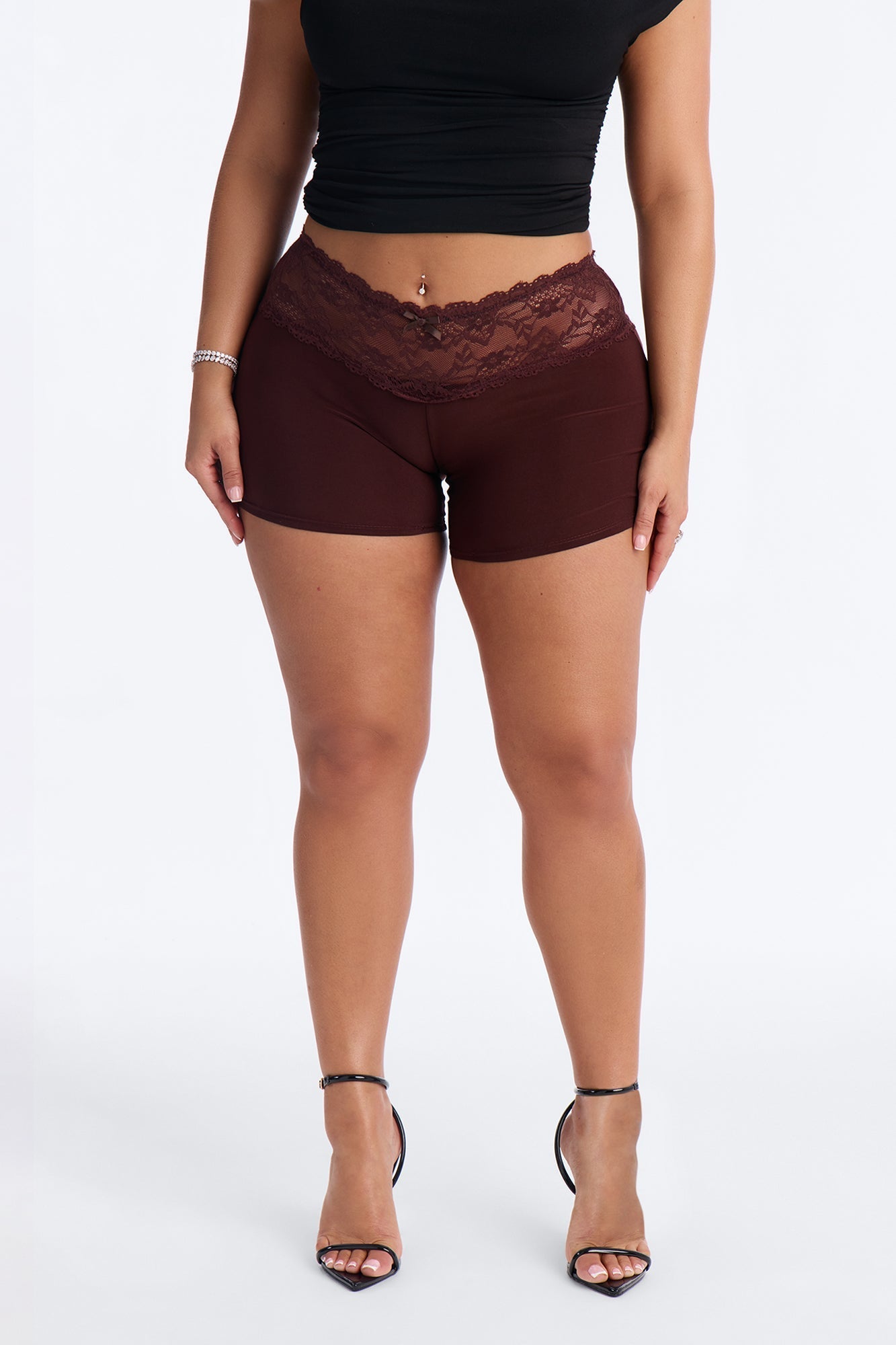 Laced And Locked Low Rise Biker Short - Chocolate