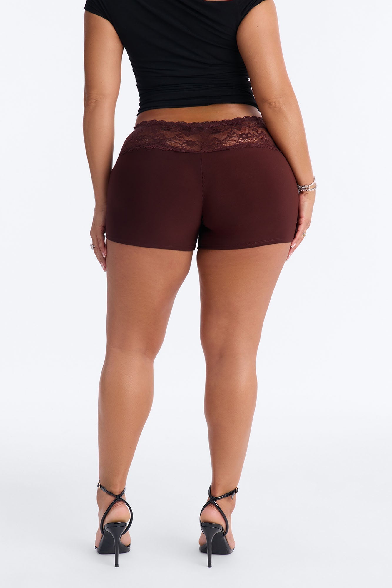 Laced And Locked Low Rise Biker Short - Chocolate