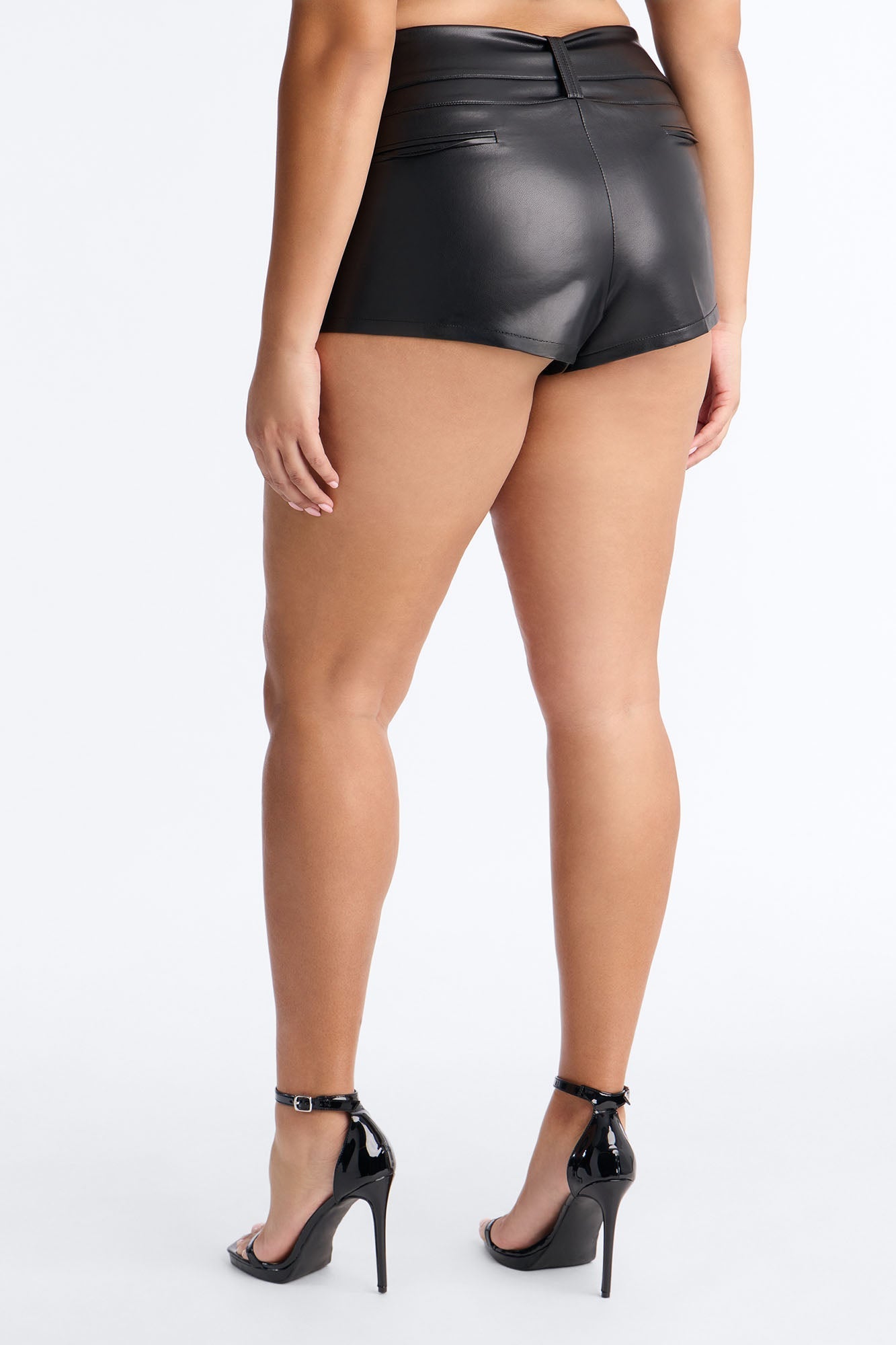 Festival Fever Belted Faux Leather Micro Short - Black
