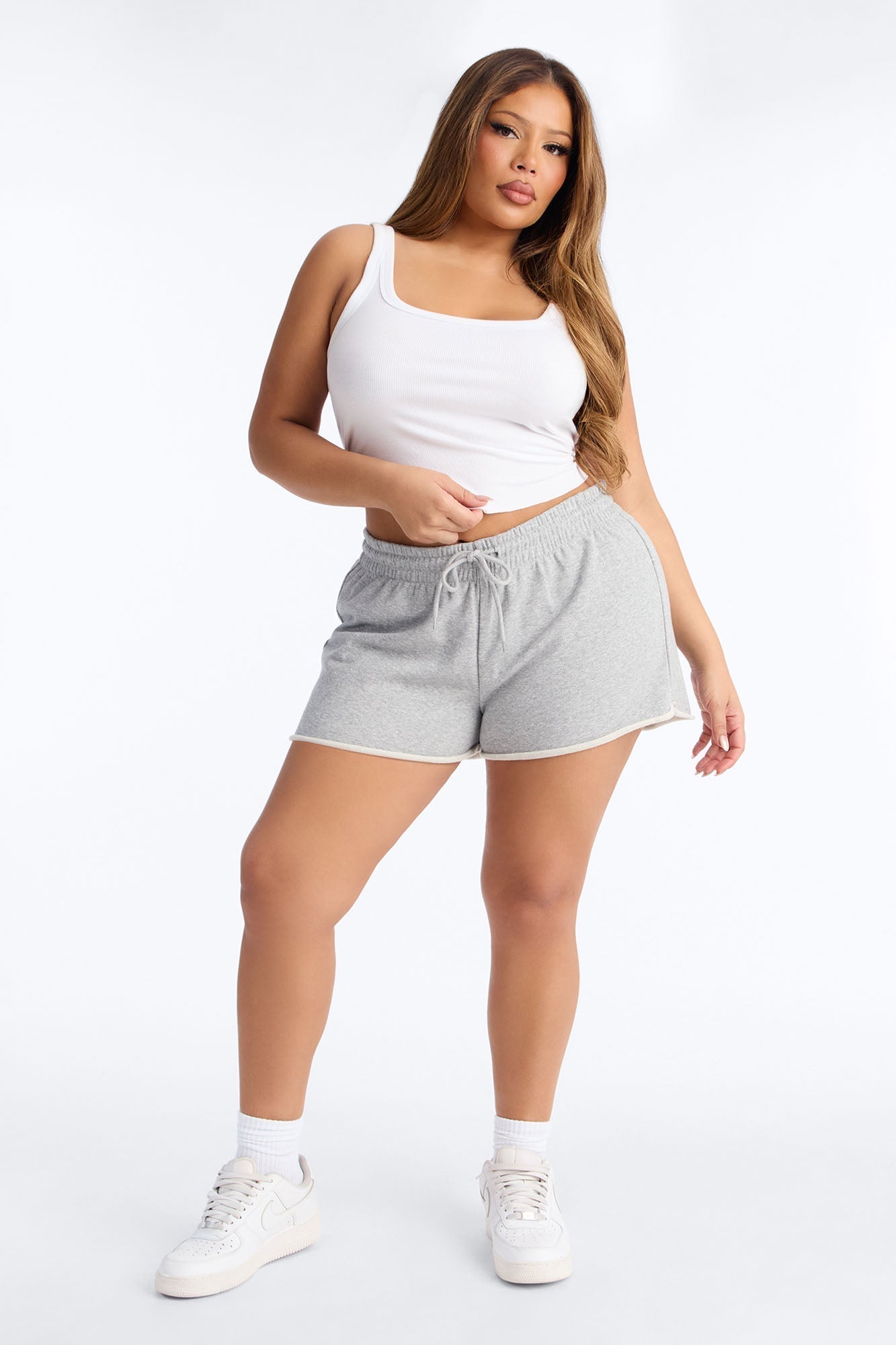 No Limits Raw Hem French Terry Short - Heather Grey