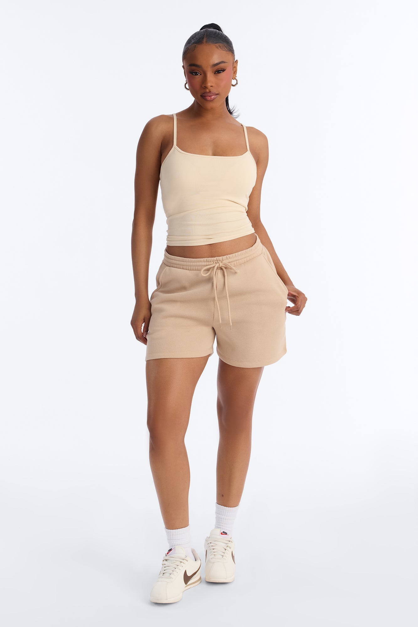 Jennifer Fleece Lounge Sweatshort - Taupe