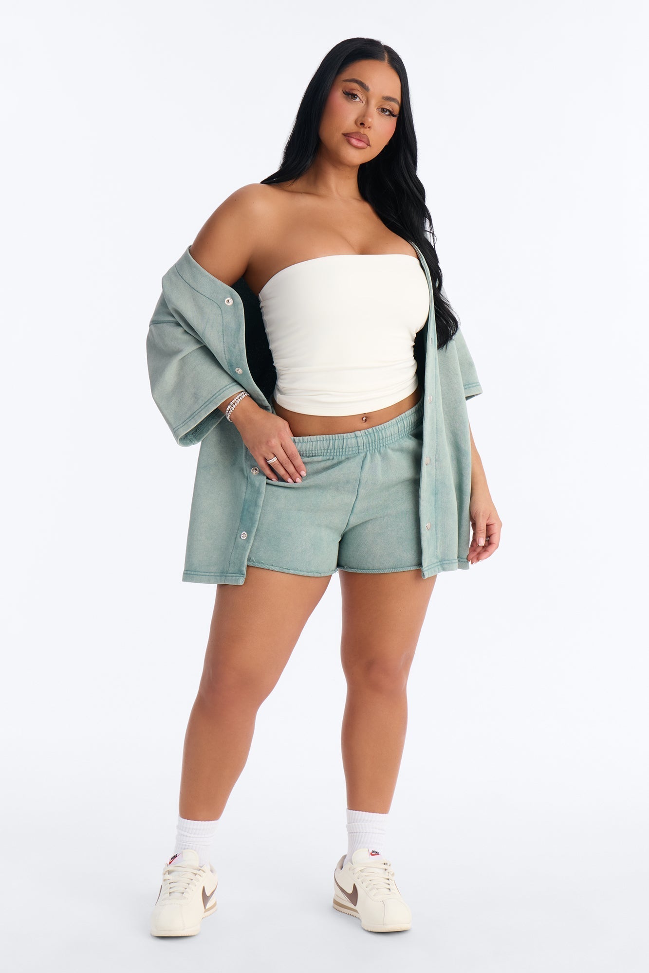 Maya Washed Micro Sweatshorts - Sage