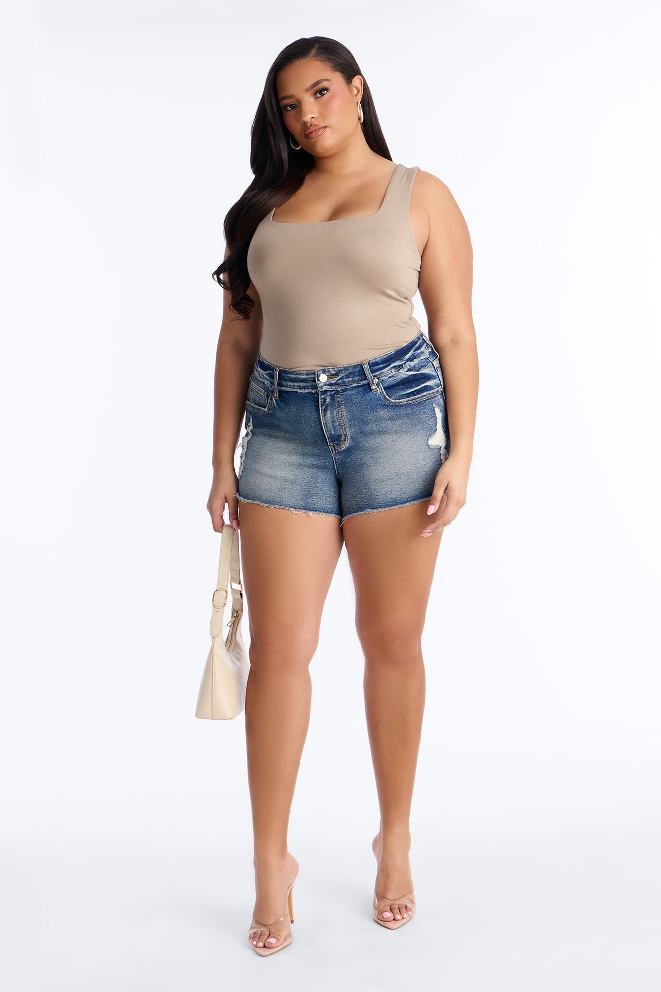 Absolutely Thriving Stretch Denim Cut Off Shorts - Vintage Wash